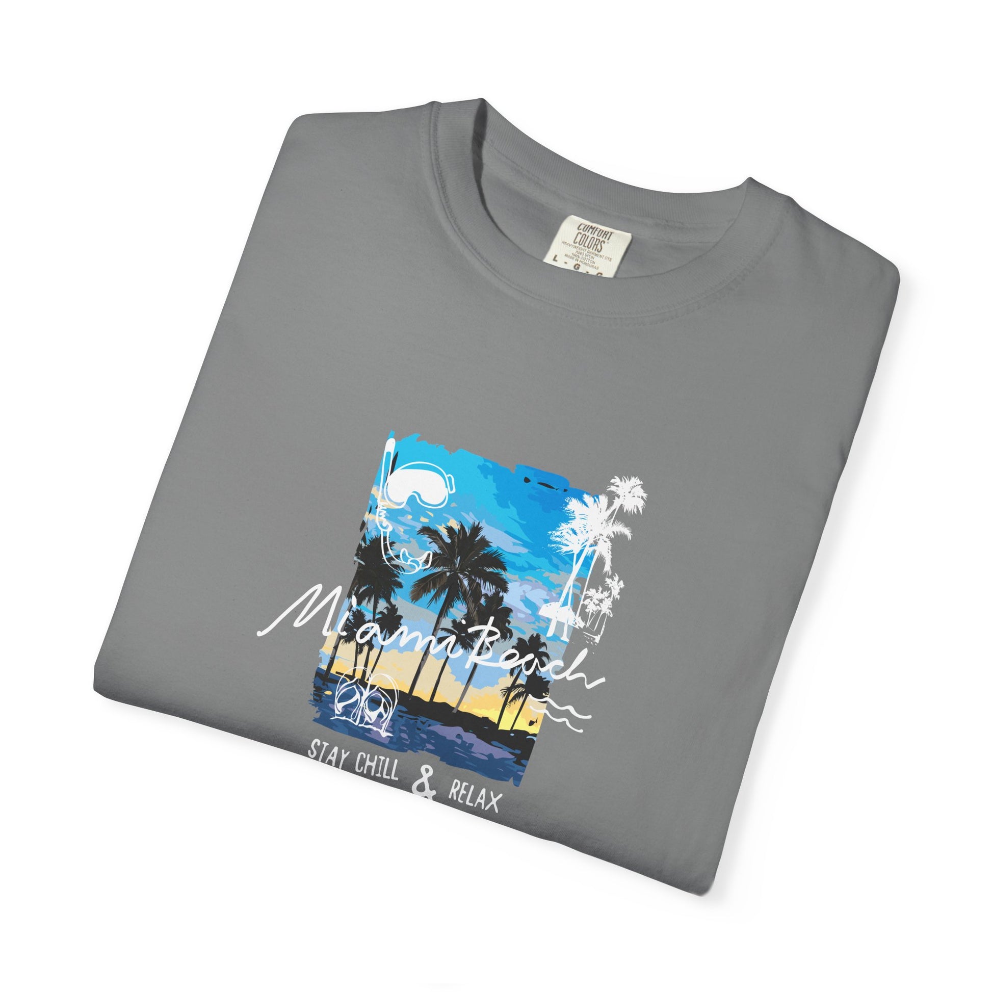 Maui Beach T-Shirt — "Stay Chill & Relax" Tropical Palm Sunset Tee
