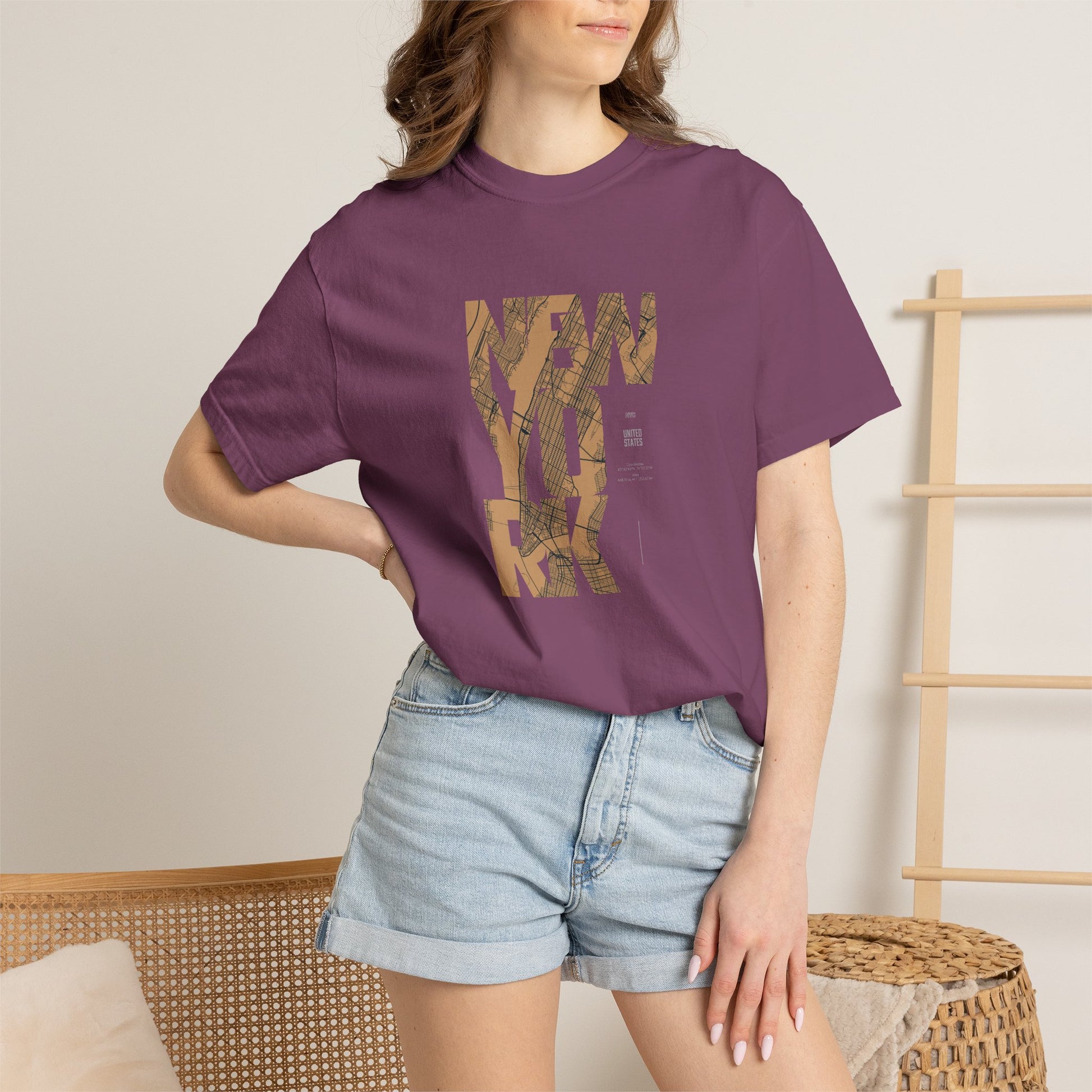 New York Woodgrain T-Shirt — Urban City Typography Tee