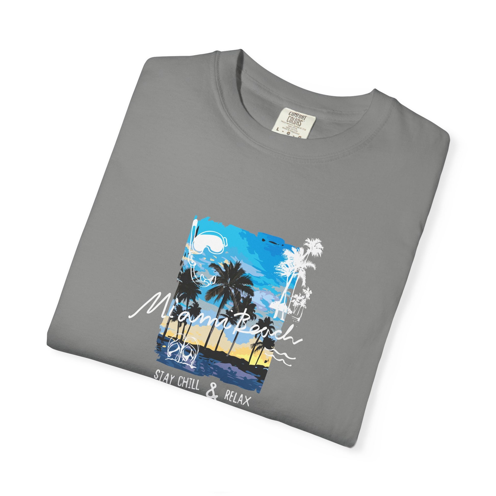 Maui Beach T-Shirt — "Stay Chill & Relax" Tropical Palm Sunset Tee