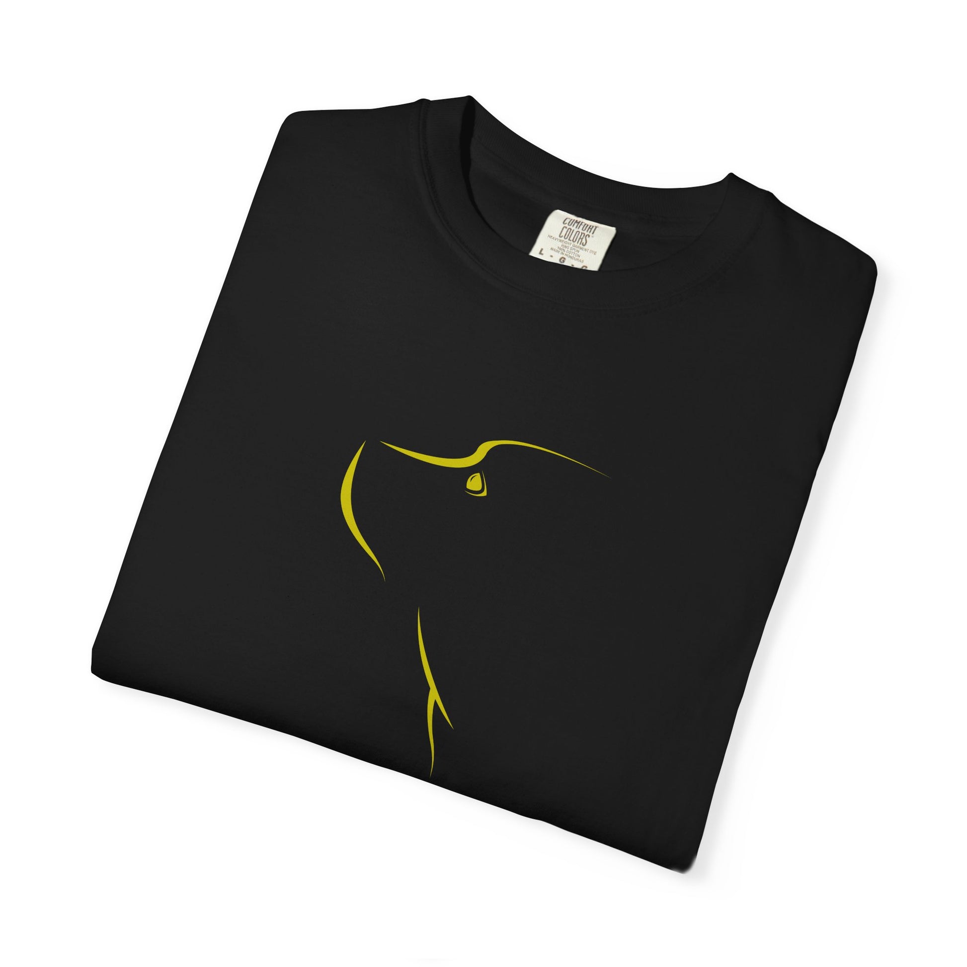 Folded  t-shirt  white bilack doog outline