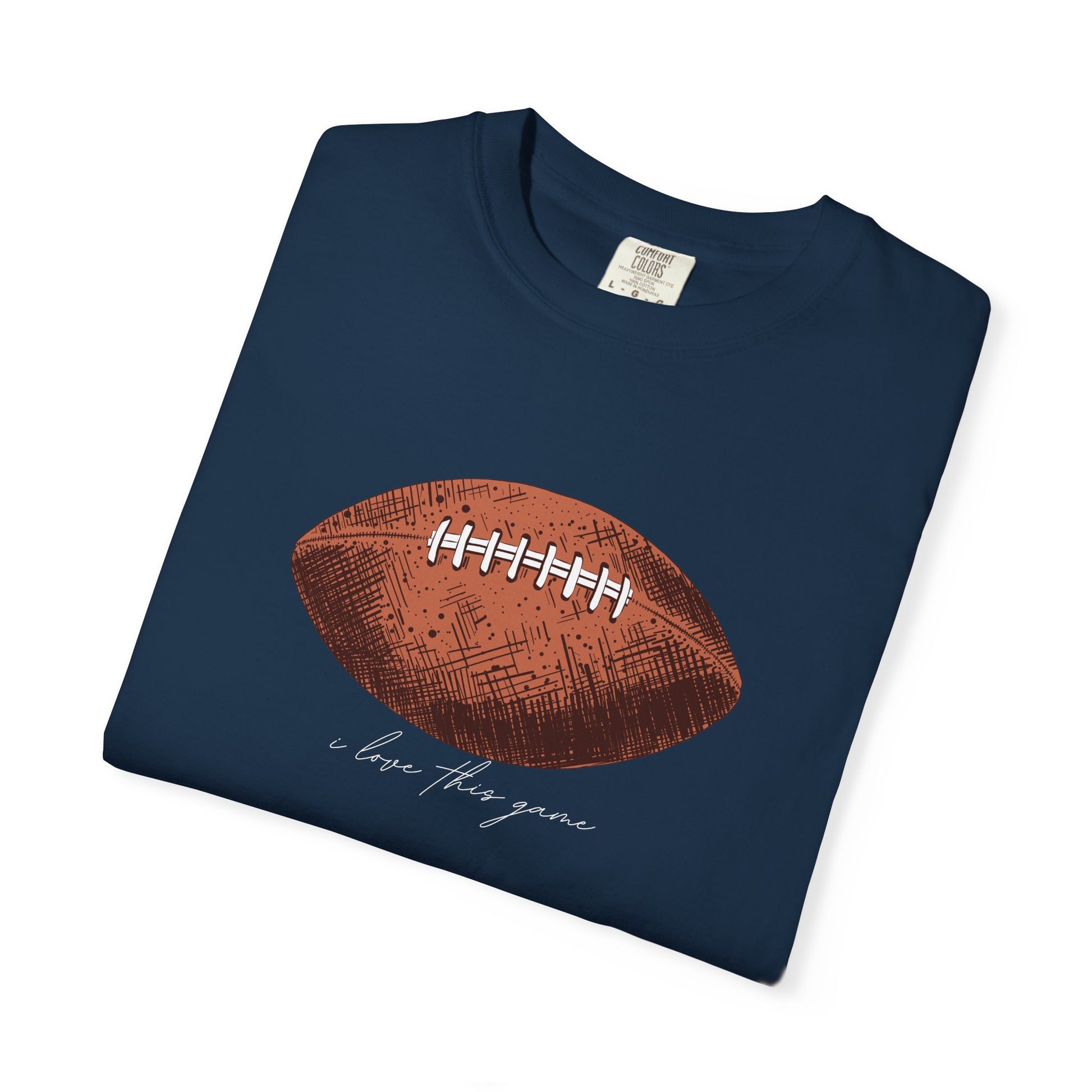 Football Graphic T-Shirt — Vintage Game Day Tee with "Love the Game" Script sport