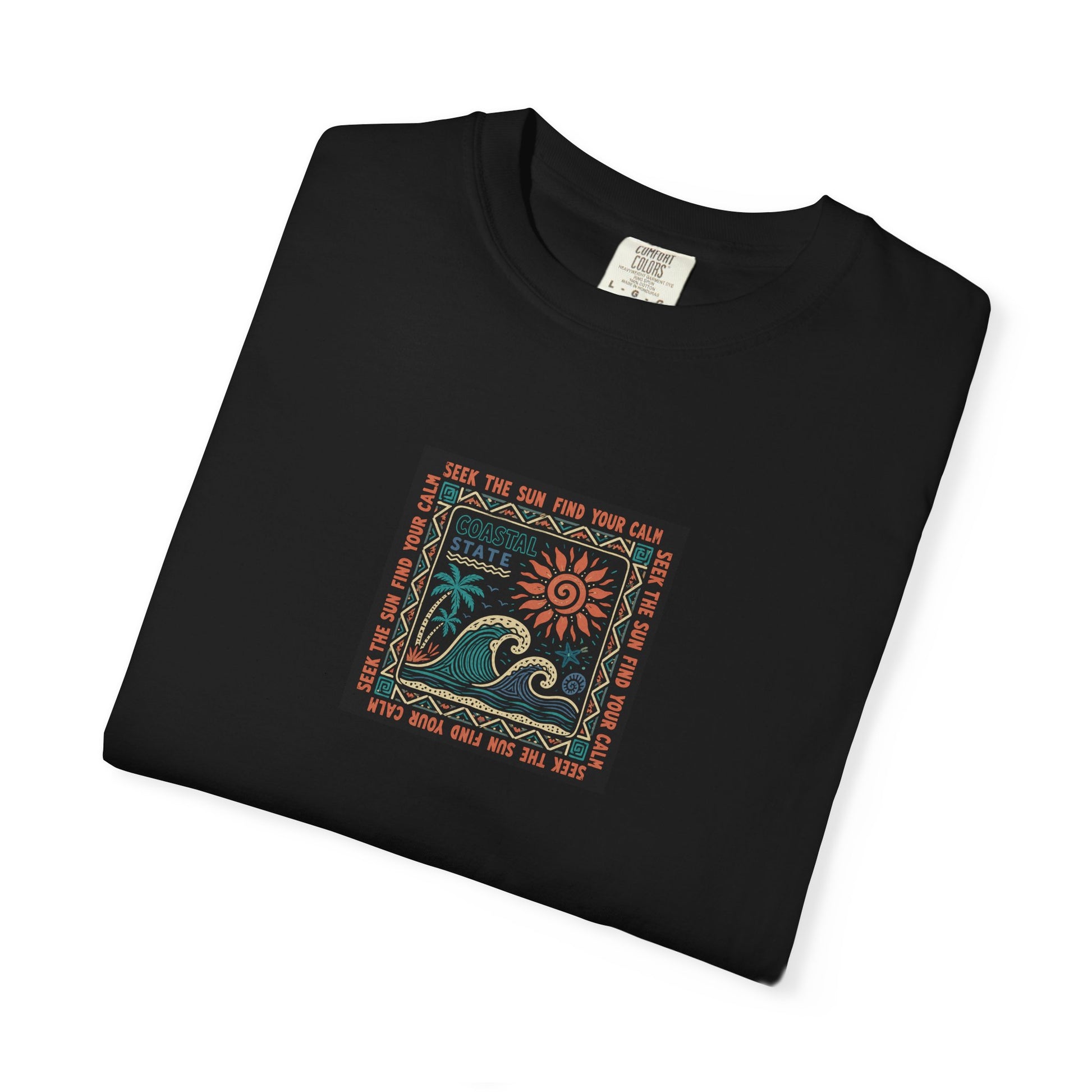 Folded blue t-shirt with 'The King's Battalion' text and logo on a white background  t-shirt with abreeze style