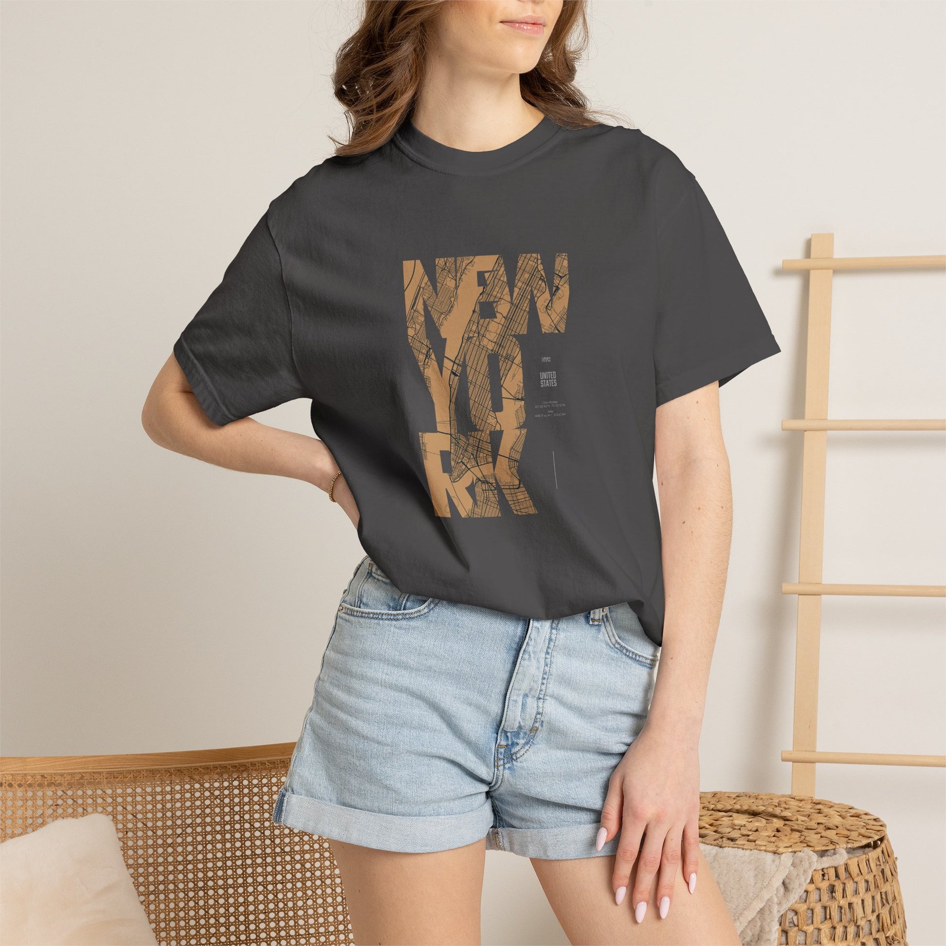 New York Woodgrain T-Shirt — Urban City Typography Tee