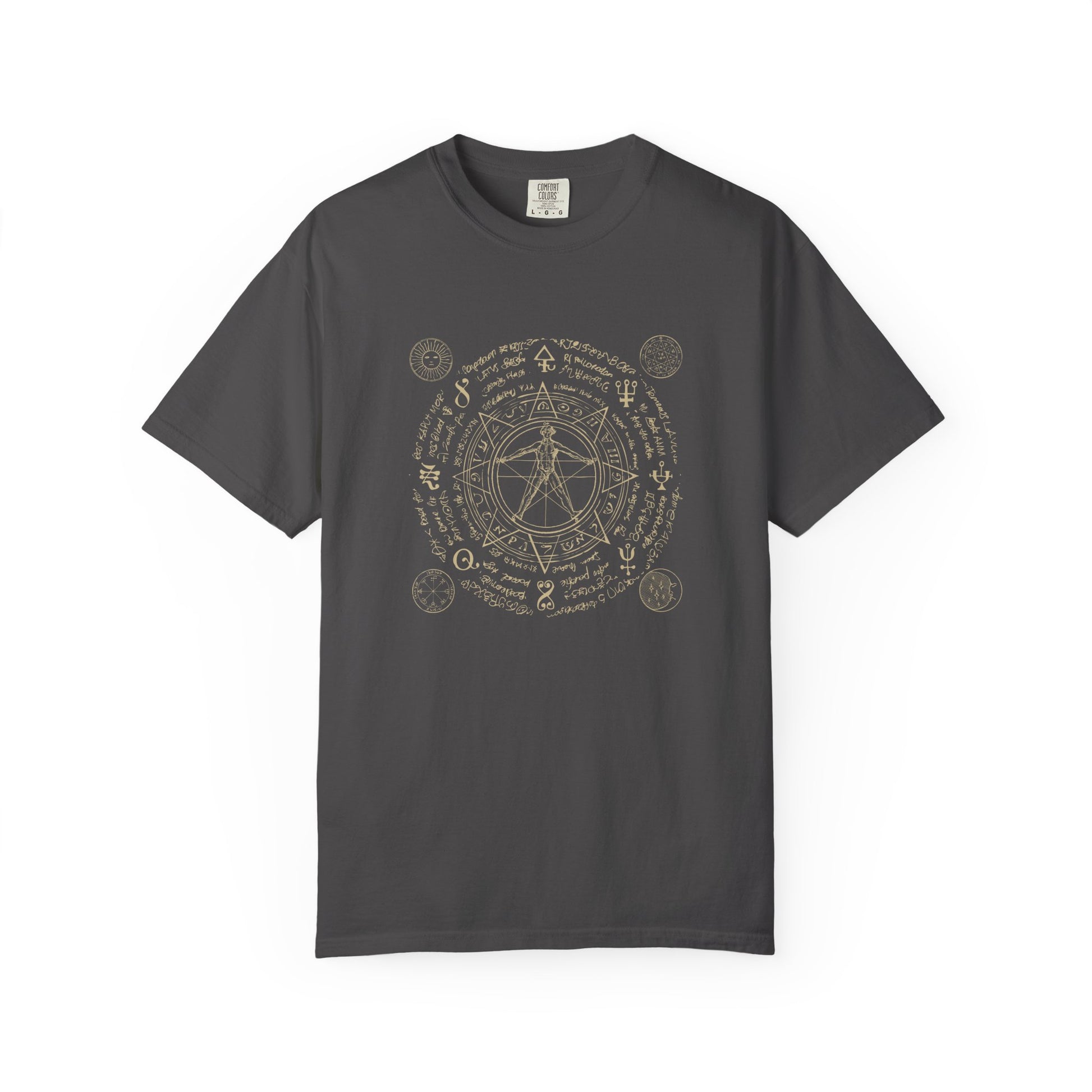 Gray sacred geometry graphic t-shirt