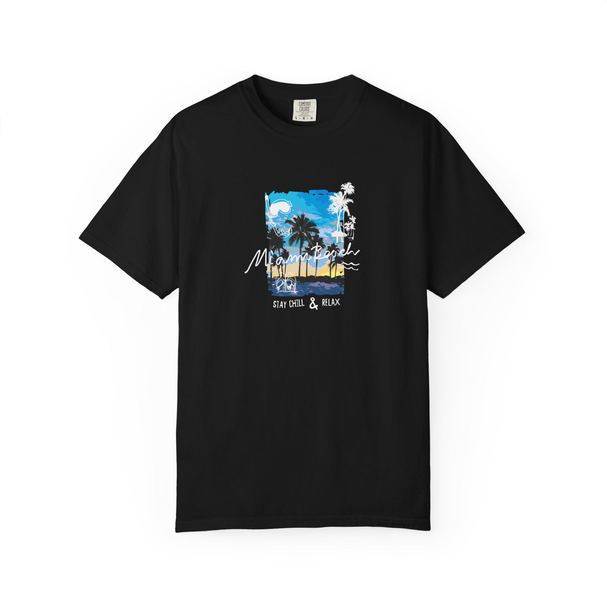 Maui Beach T-Shirt — "Stay Chill & Relax" Tropical Palm Sunset Tee