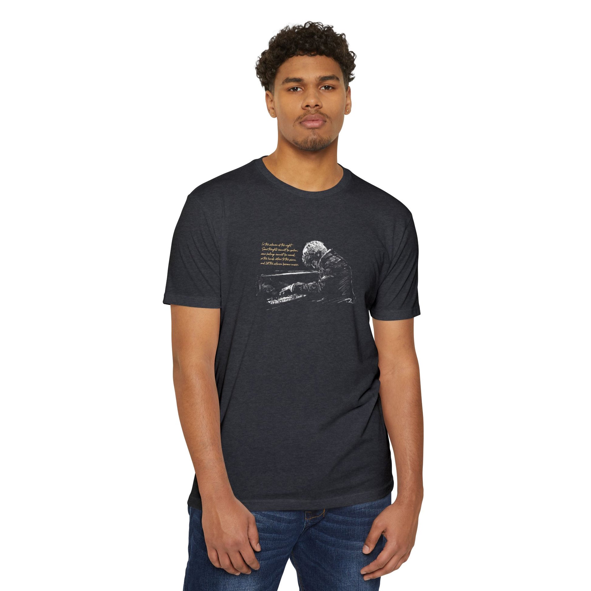 Piano Prayer Graphic T-Shirt — Vintage Pianist Illustration with 'Blessed Are Those' Quote