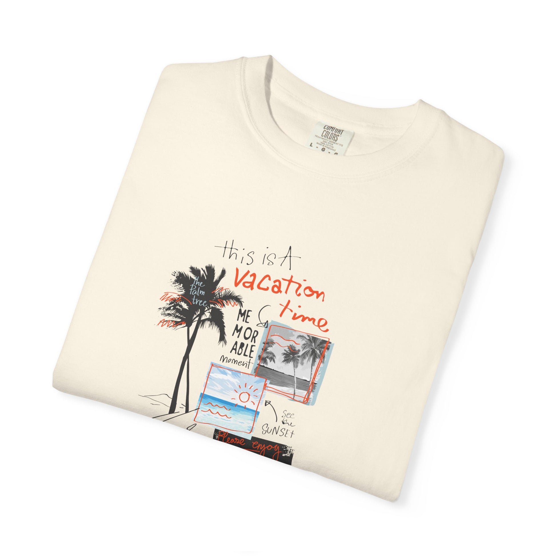 Vacation Vibes Graphic T-Shirt — Palm Tree Collage Tee Breeze