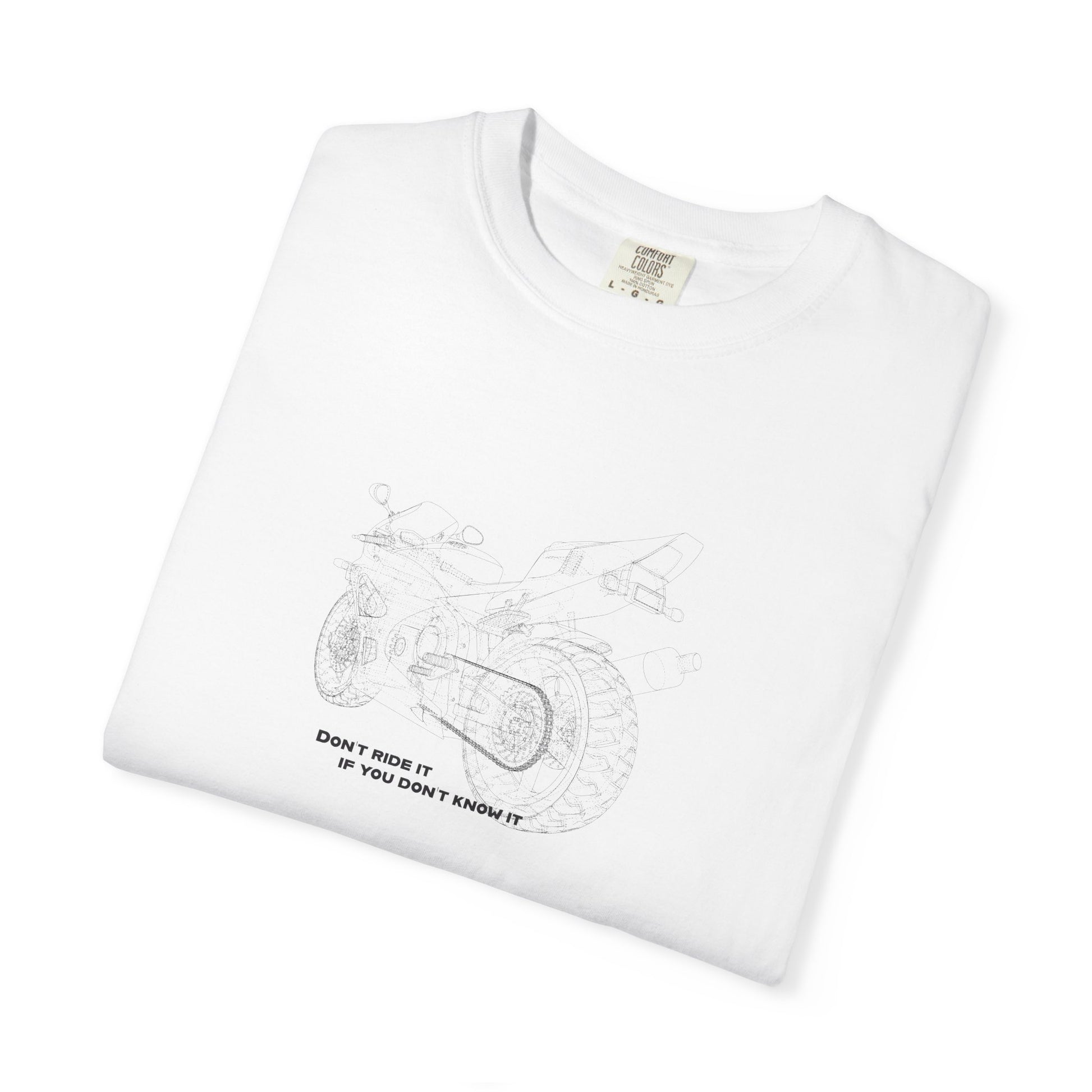 Graphic T-Shirt — Minimalist Tee, Motorcycle drawing