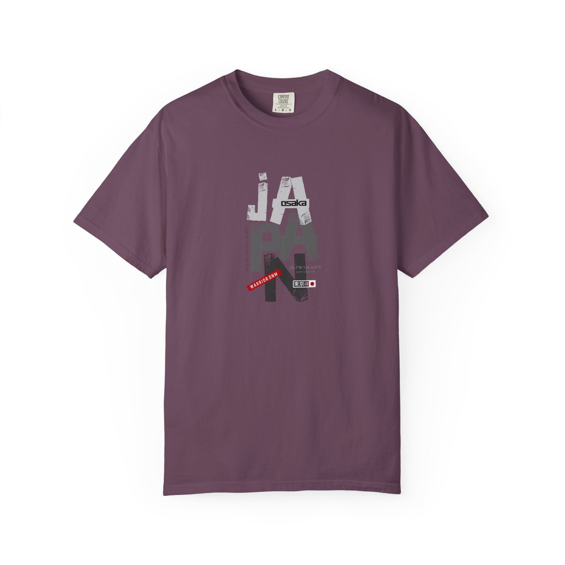 Japan Cityscape Graphic T-Shirt — Urban Travel Tee with Red Accent