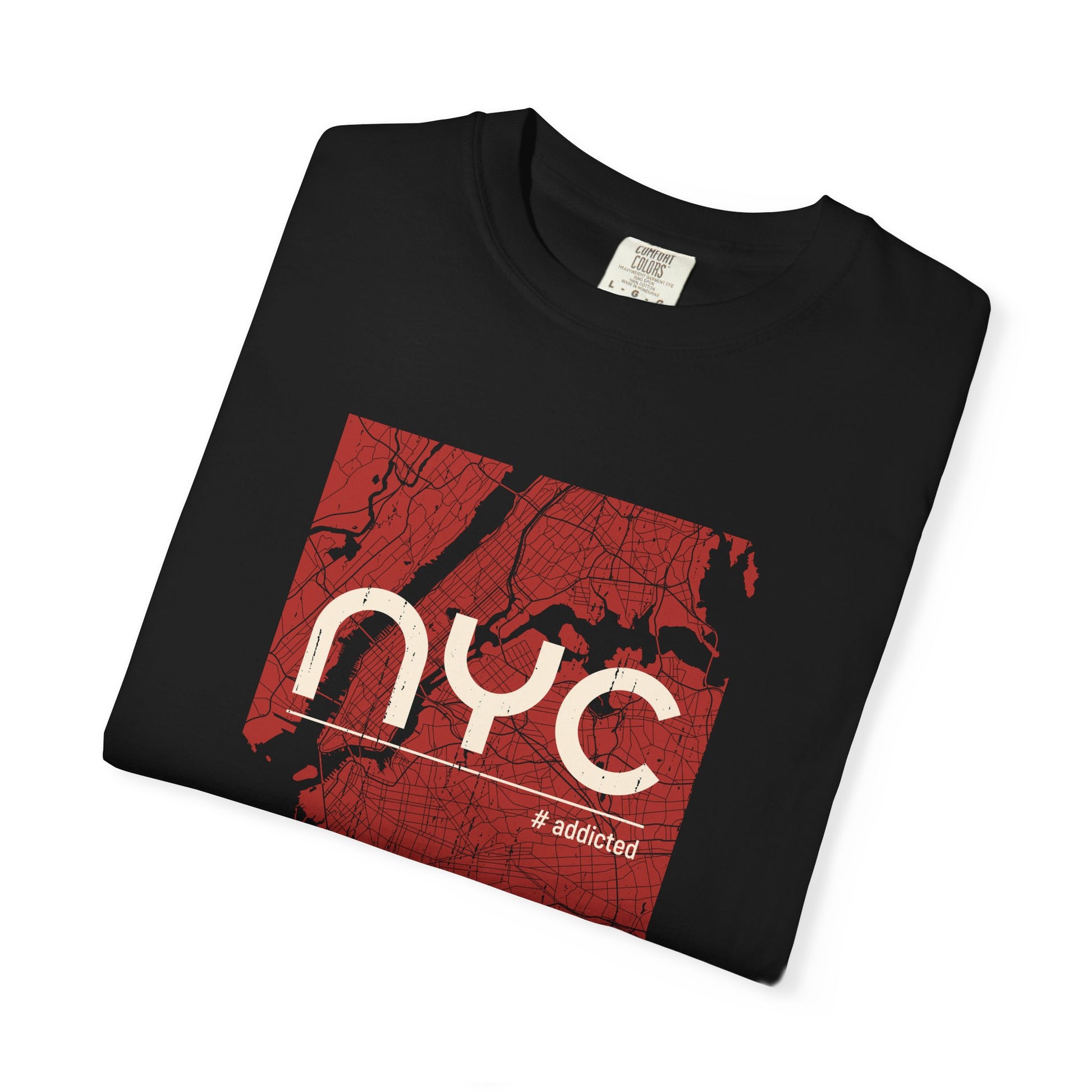 NYC Map Vintage Tee — Garment-Dyed Gray T-Shirt with Retro City Skyline Graphic world