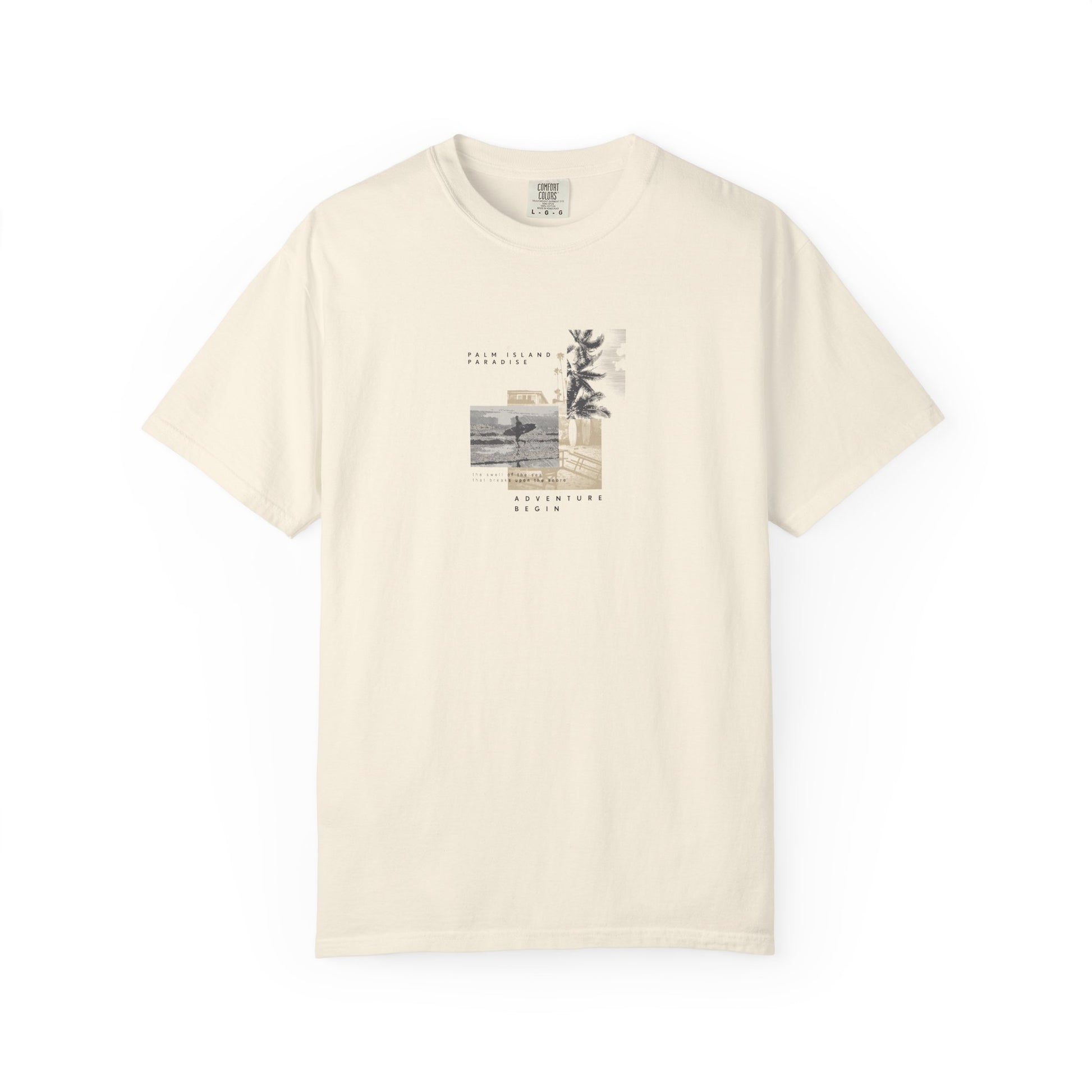 Beige t-shirt with a graphic design 