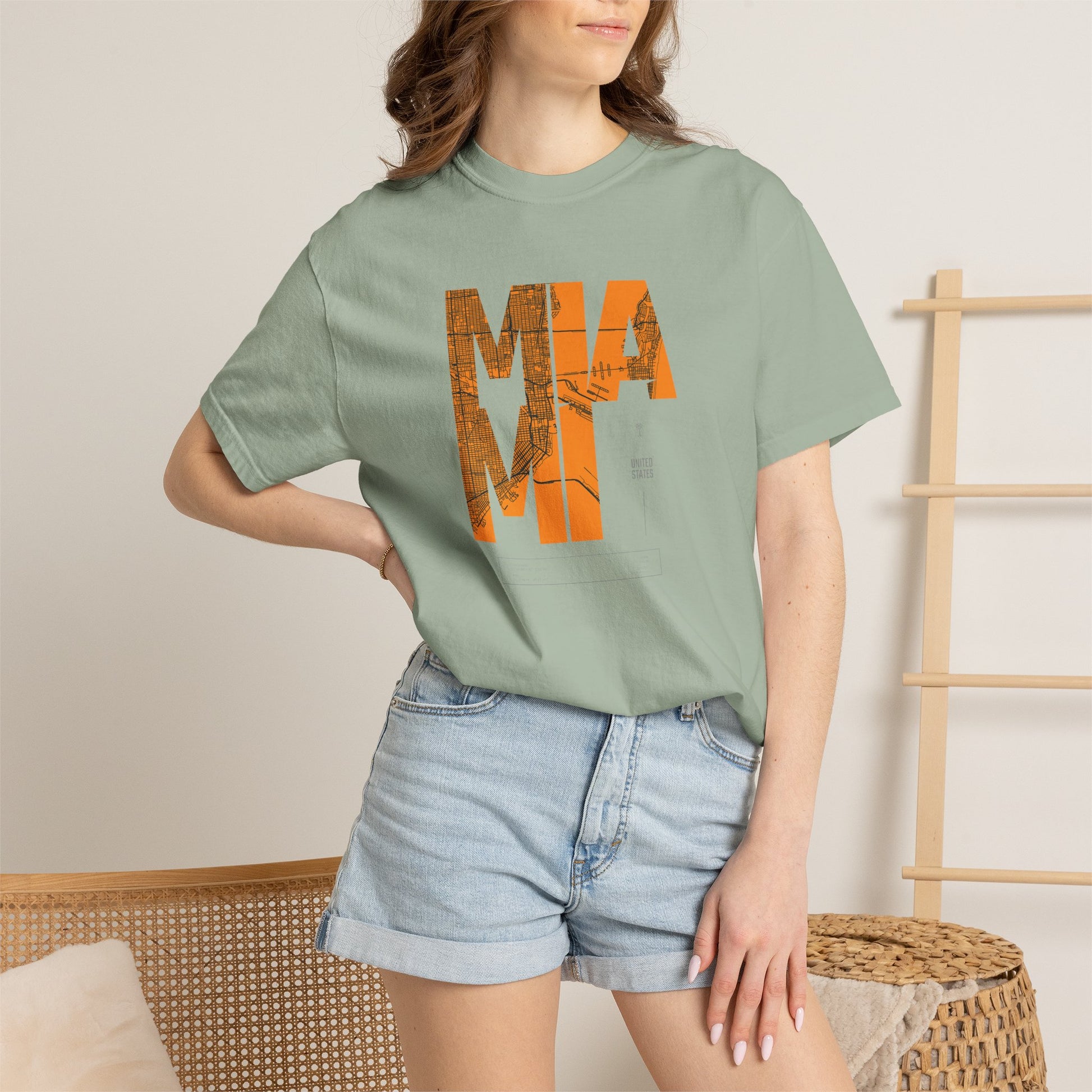 MIA MI Retro Block Graphic T-Shirt — Orange Vintage City Tee