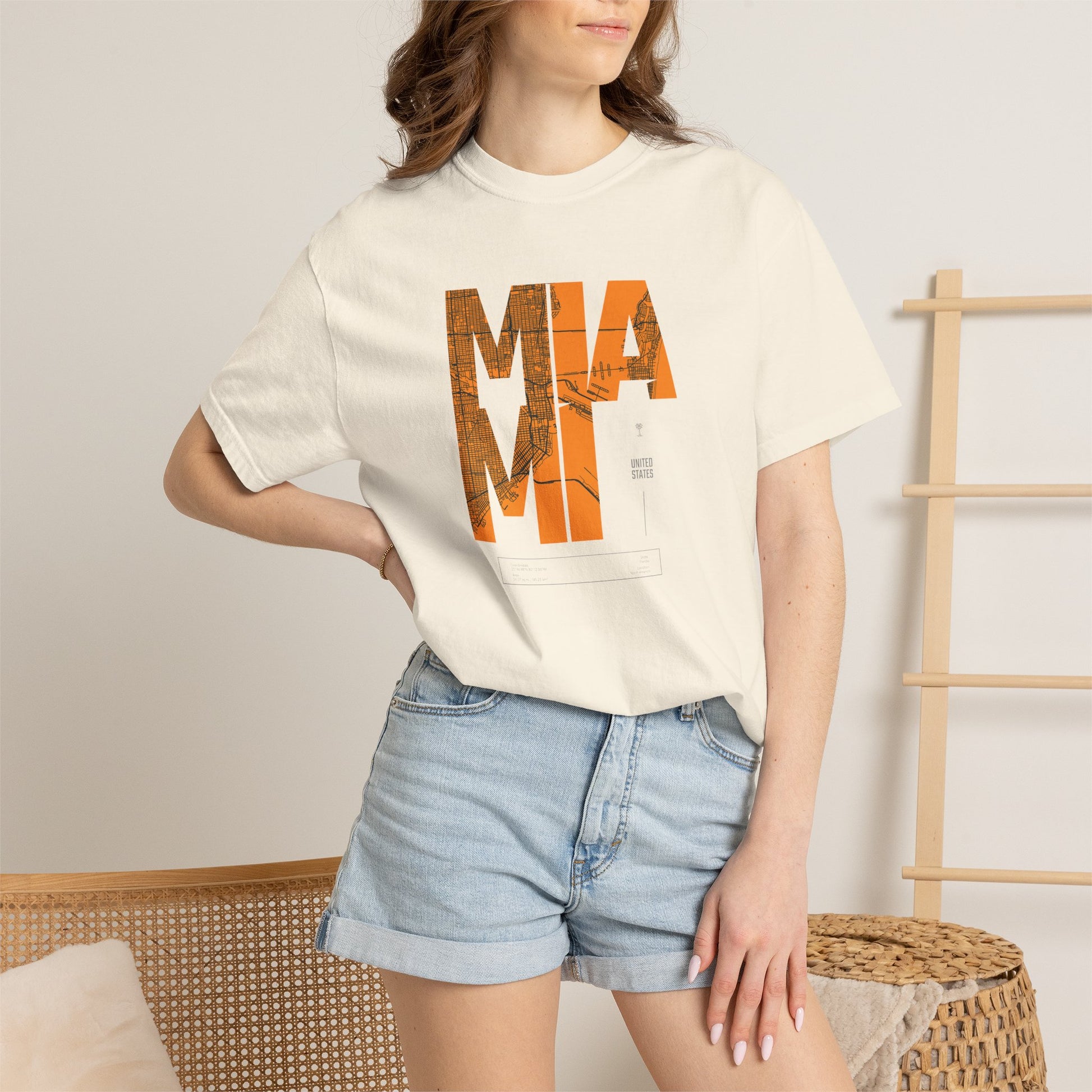 MIA MI Retro Block Graphic T-Shirt — Orange Vintage City Tee