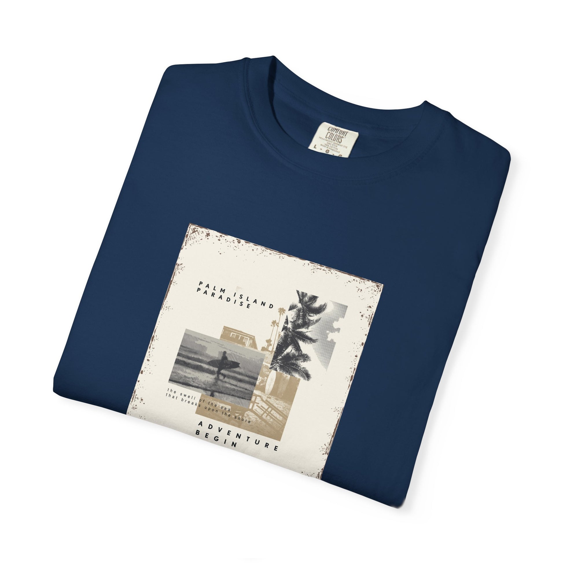 Vintage Beach Photo T-Shirt — 'Good Vibes' Coastal Graphic Tee