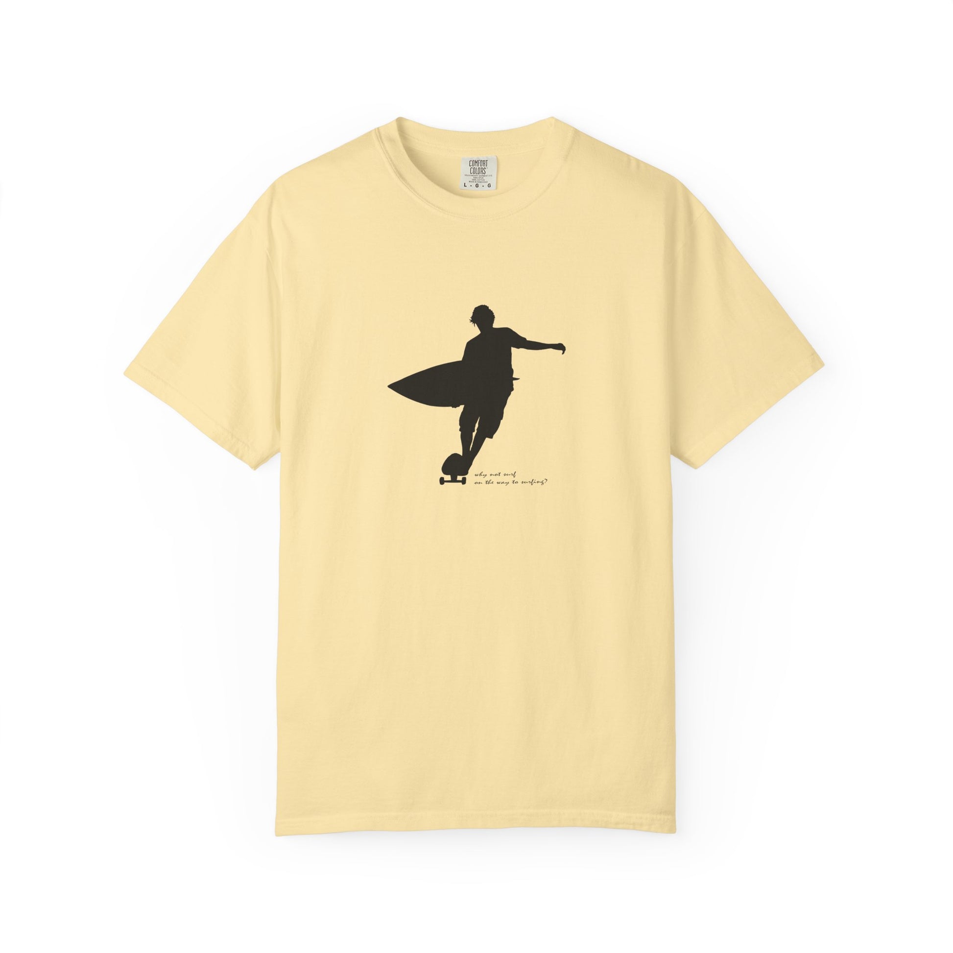 Surfer Silhouette Tee — Minimal Surfboard Graphic T-Shirt