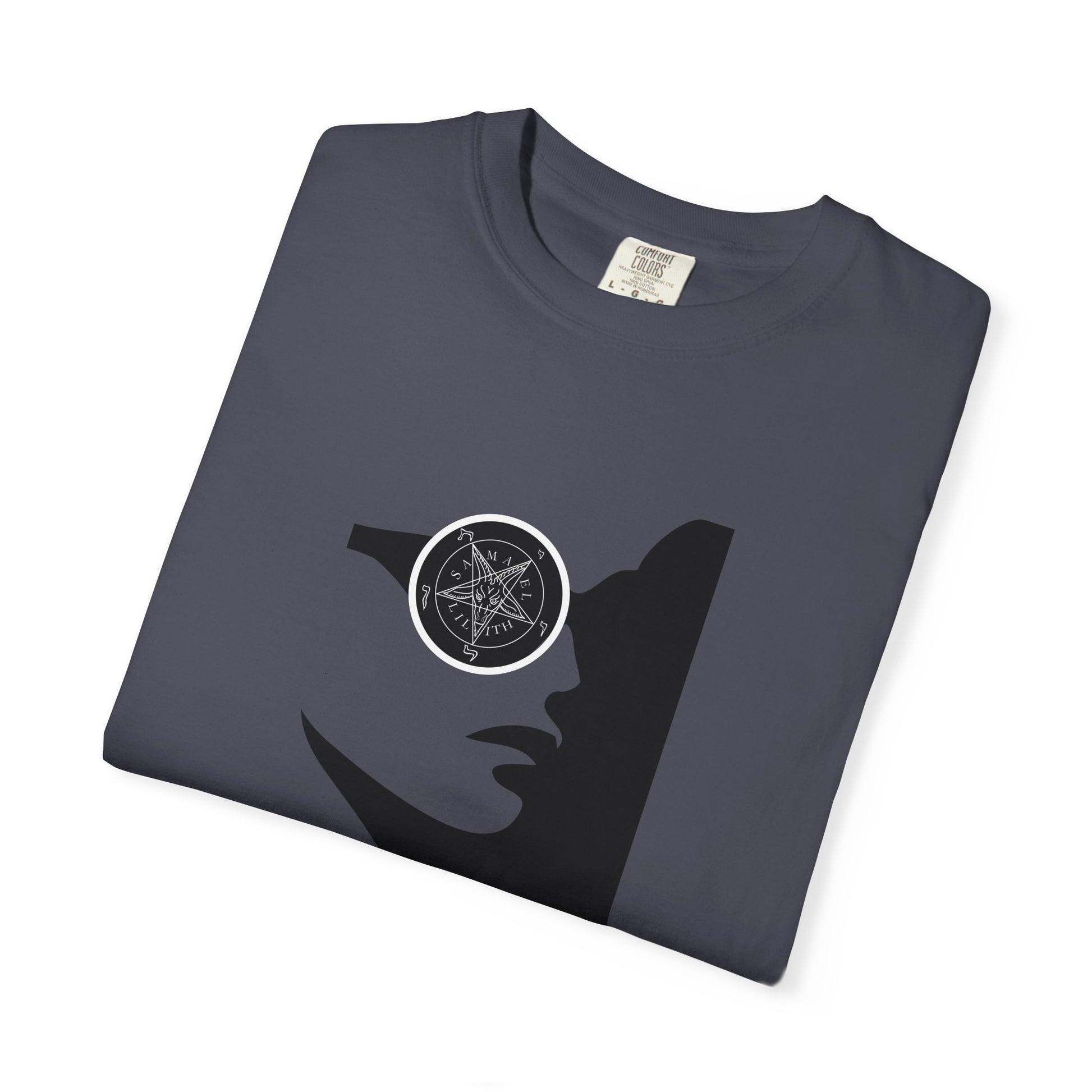 Folded gray t-shirt with 'Heavy Local Freds' text design on a white background