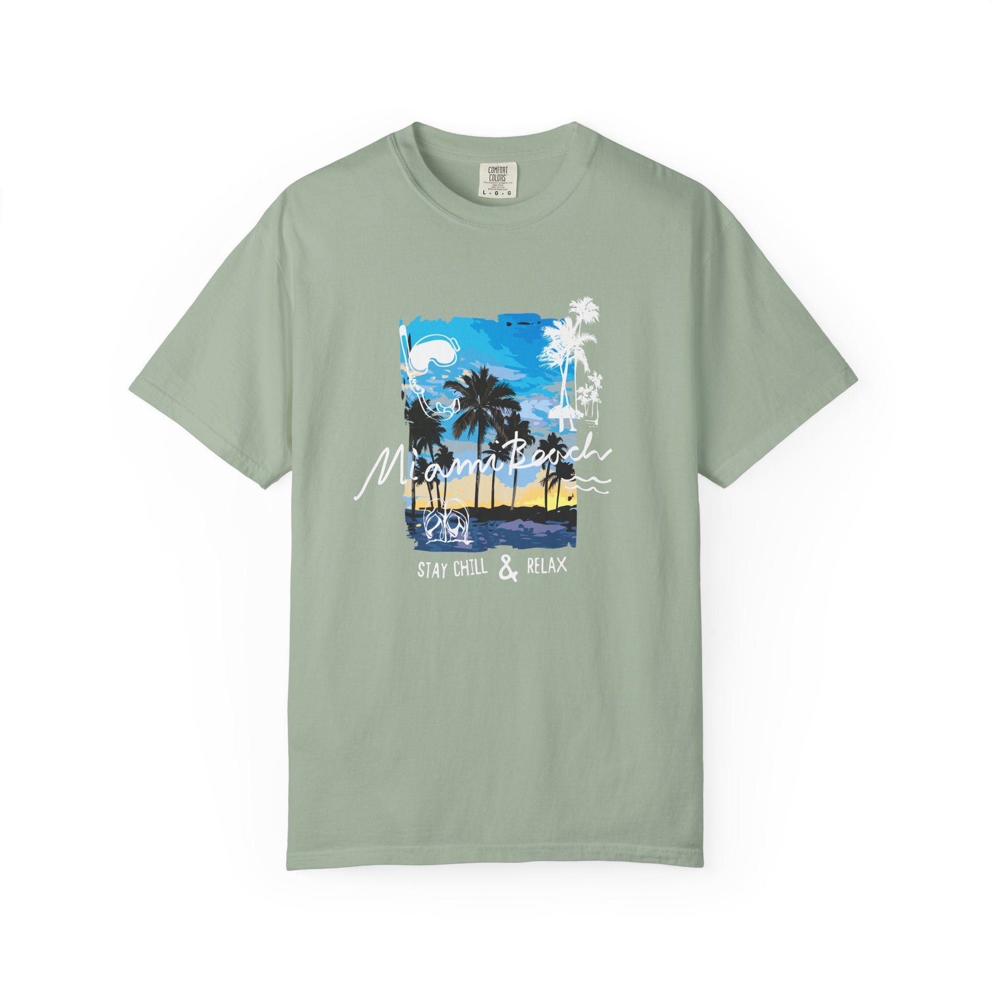 Maui Beach T-Shirt — "Stay Chill & Relax" Tropical Palm Sunset Tee