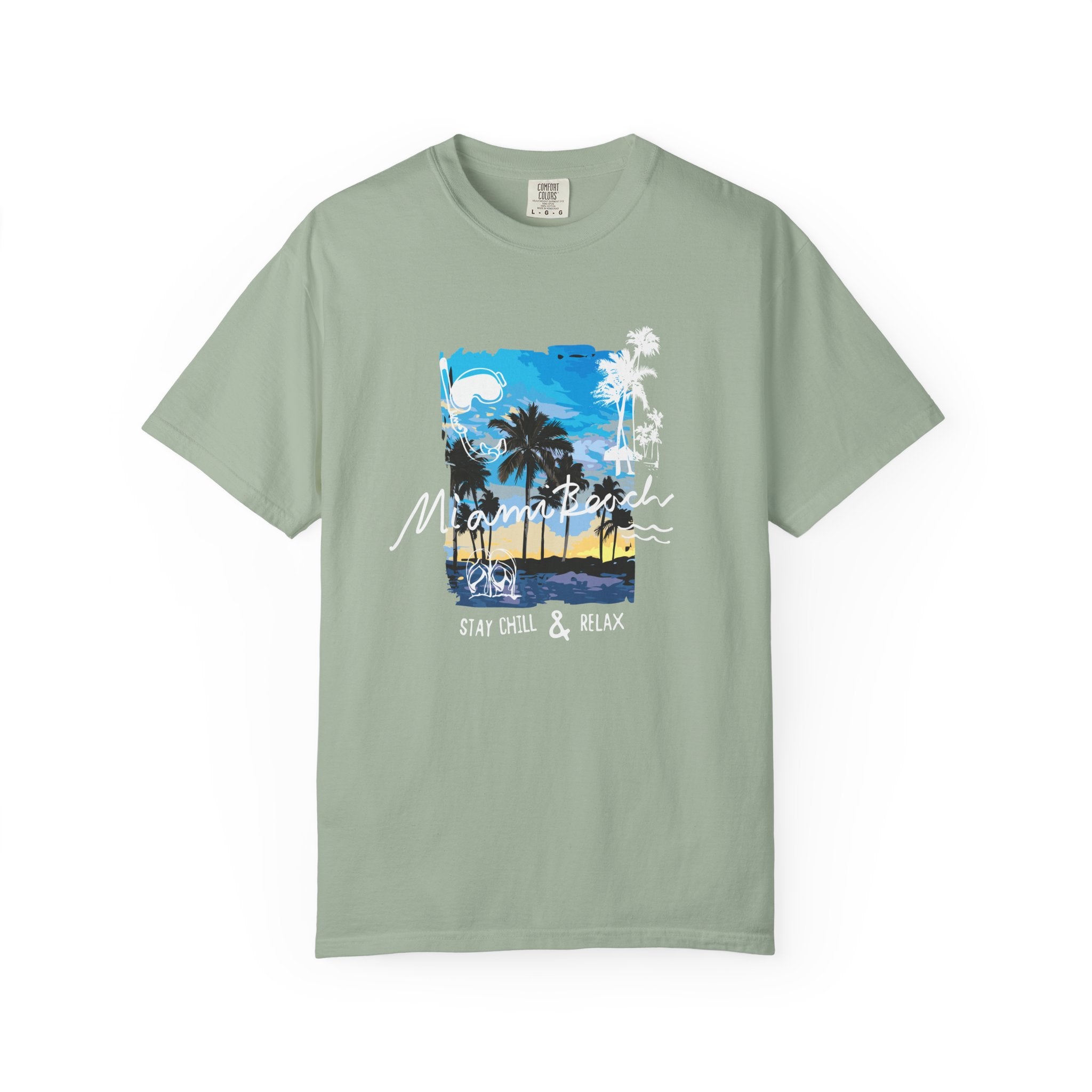 Maui Beach T-Shirt — "Stay Chill & Relax" Tropical Palm Sunset Tee