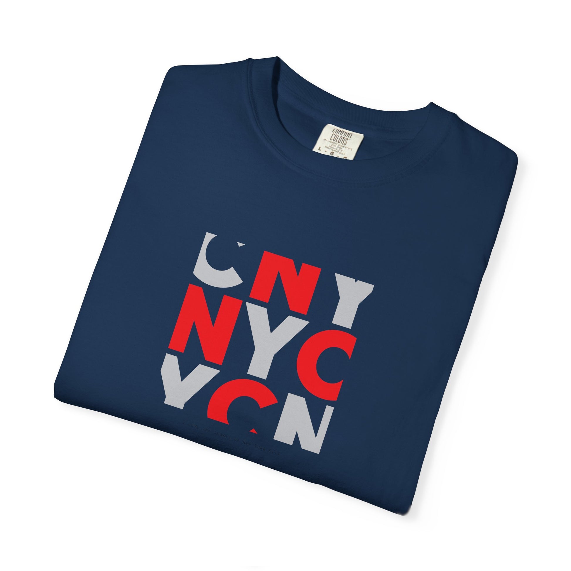 NYC Block Graphic T-Shirt — Retro Red & Gray City Design