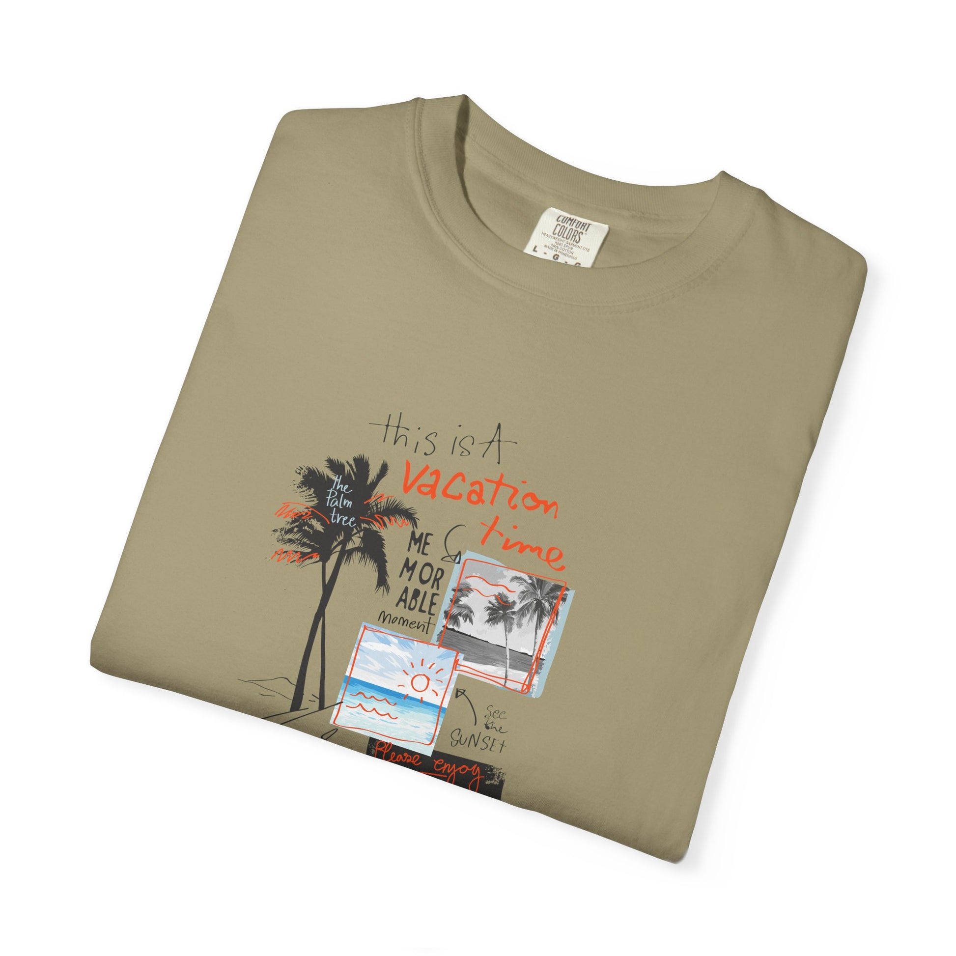 Vacation Vibes Graphic T-Shirt — Palm Tree Collage Tee Breeze