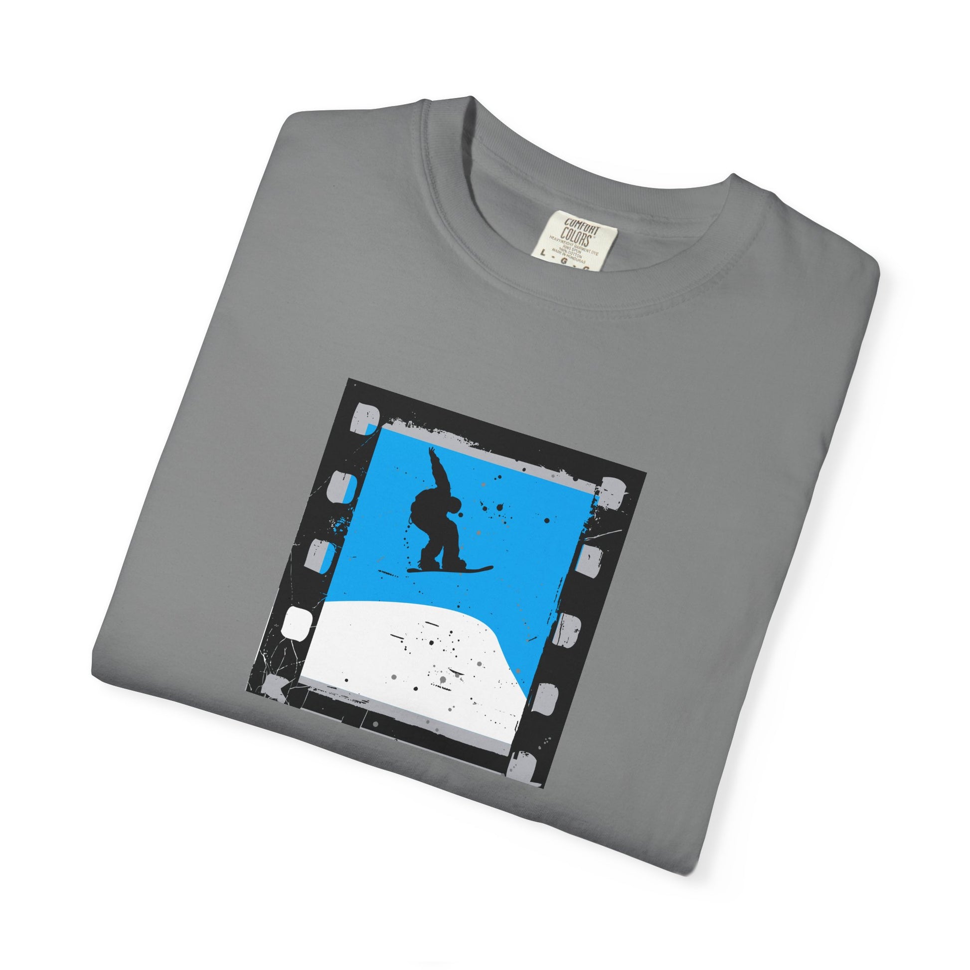 Surfing Filmstrip Graphic T-Shirt — Blue Wave Skate Silhouette
