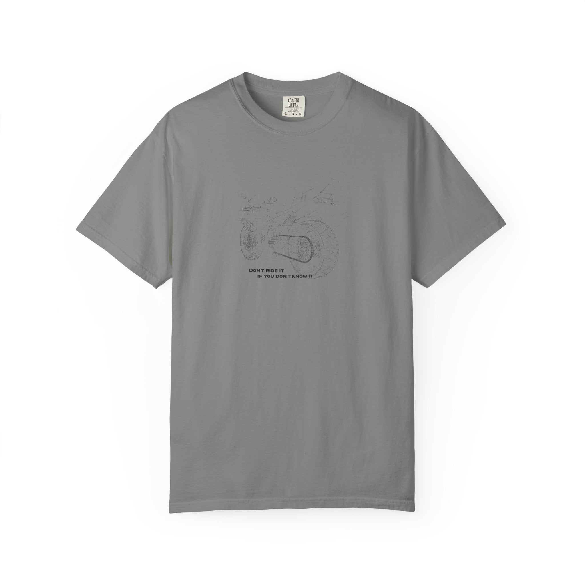 Graphic T-Shirt — Minimalist Tee, Motorcycle drawing