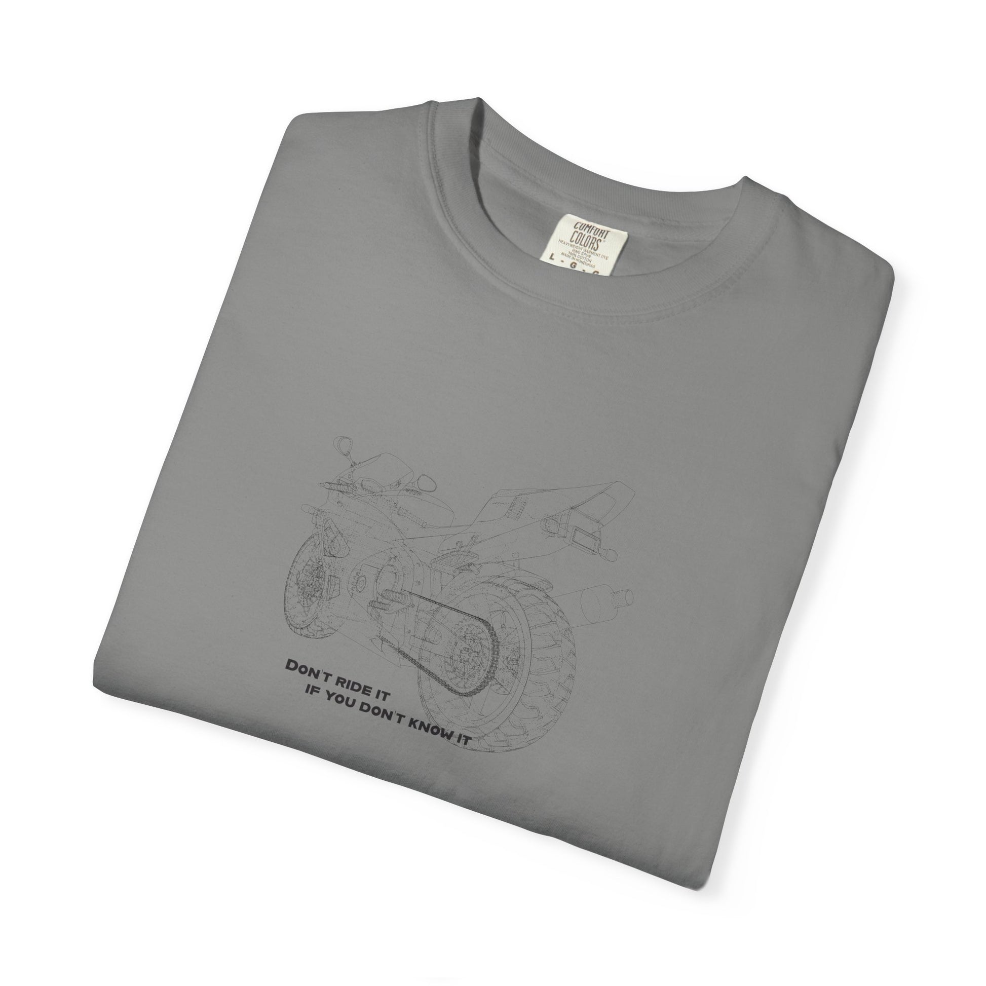 Graphic T-Shirt — Minimalist Tee, Motorcycle drawing