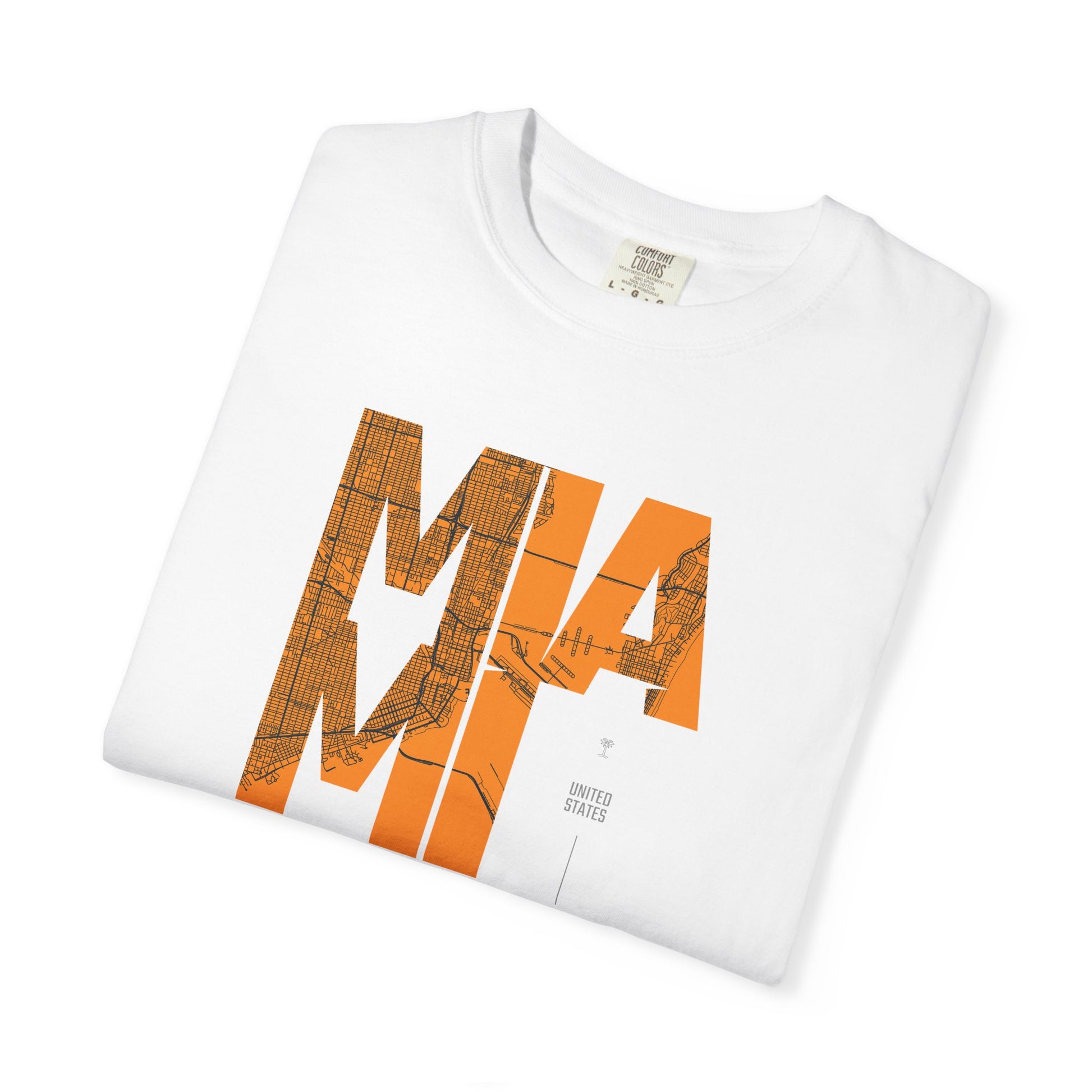 MIA MI Retro Block Graphic T-Shirt — Orange Vintage City Tee