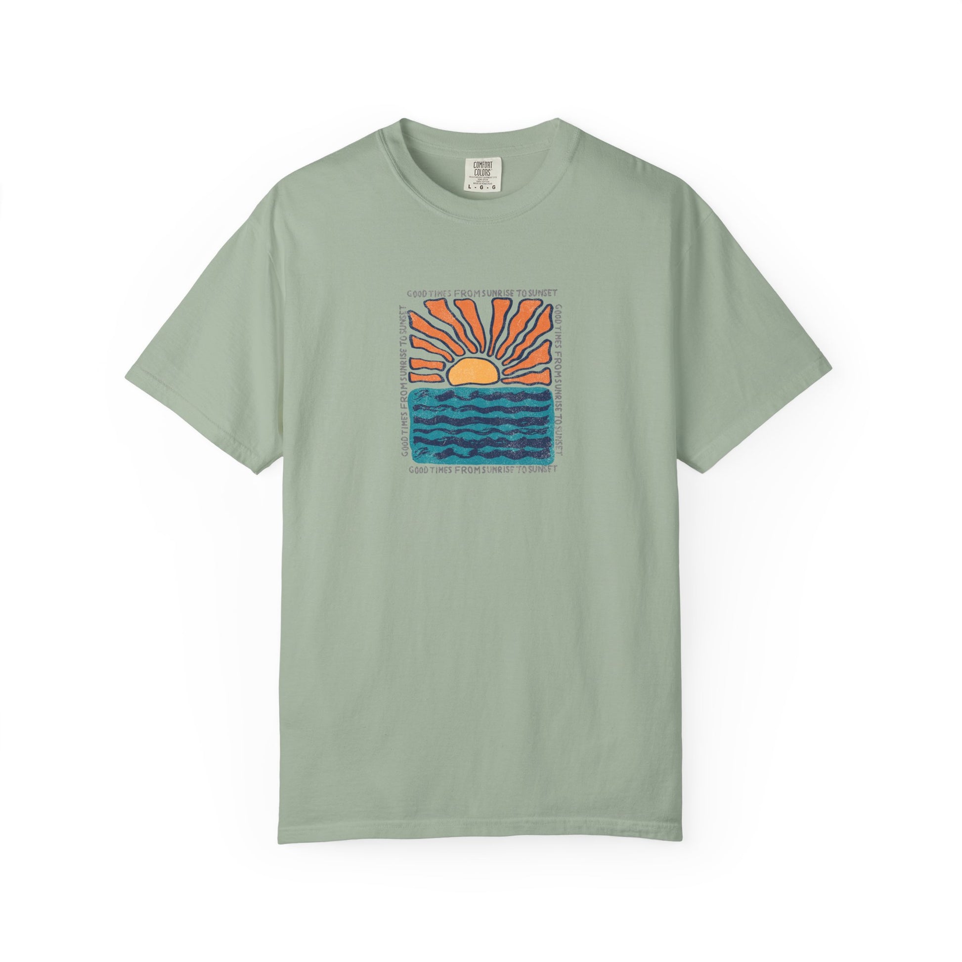 Sunrise Waves Graphic T-Shirt — "Take Your Time" Relaxed Tee
