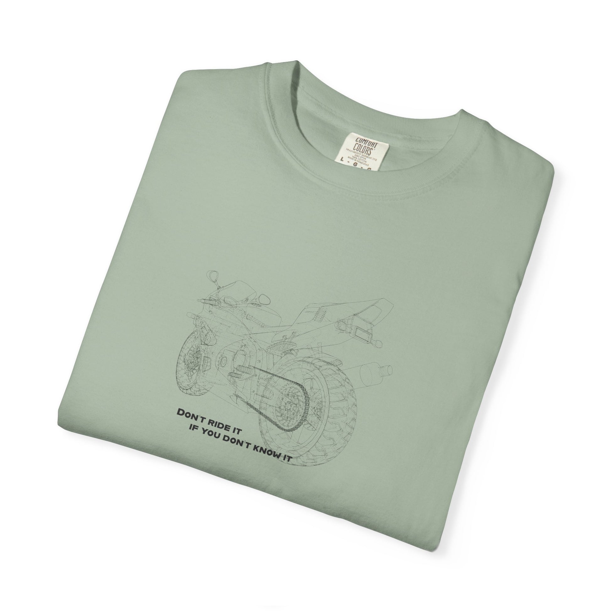 Graphic T-Shirt — Minimalist Tee, Motorcycle drawing