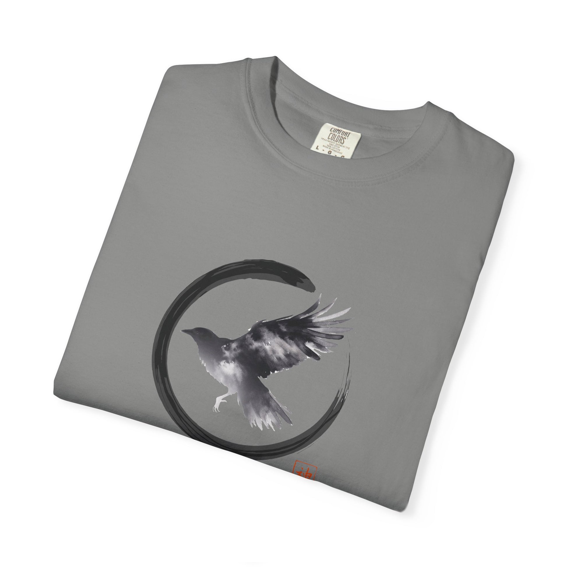 Raven Moon T-Shirt — Minimalist Flying Crow Zen Design