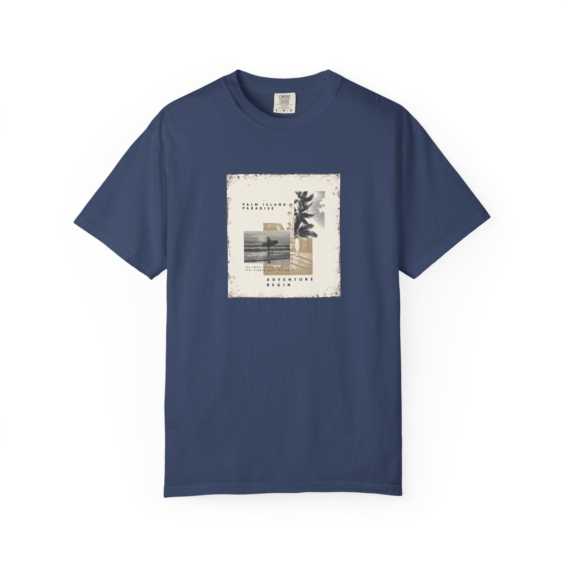 Vintage Beach Photo T-Shirt — 'Good Vibes' Coastal Graphic Tee