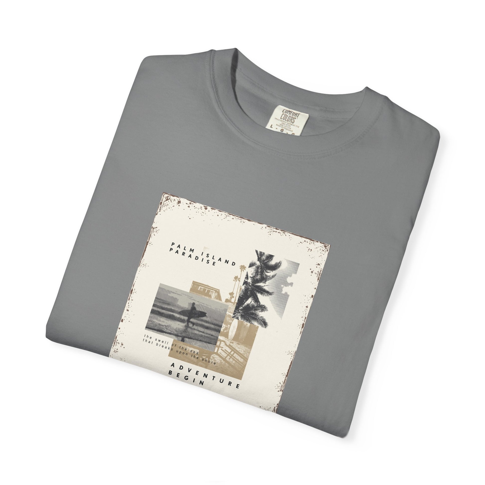 Vintage Beach Photo T-Shirt — 'Good Vibes' Coastal Graphic Tee