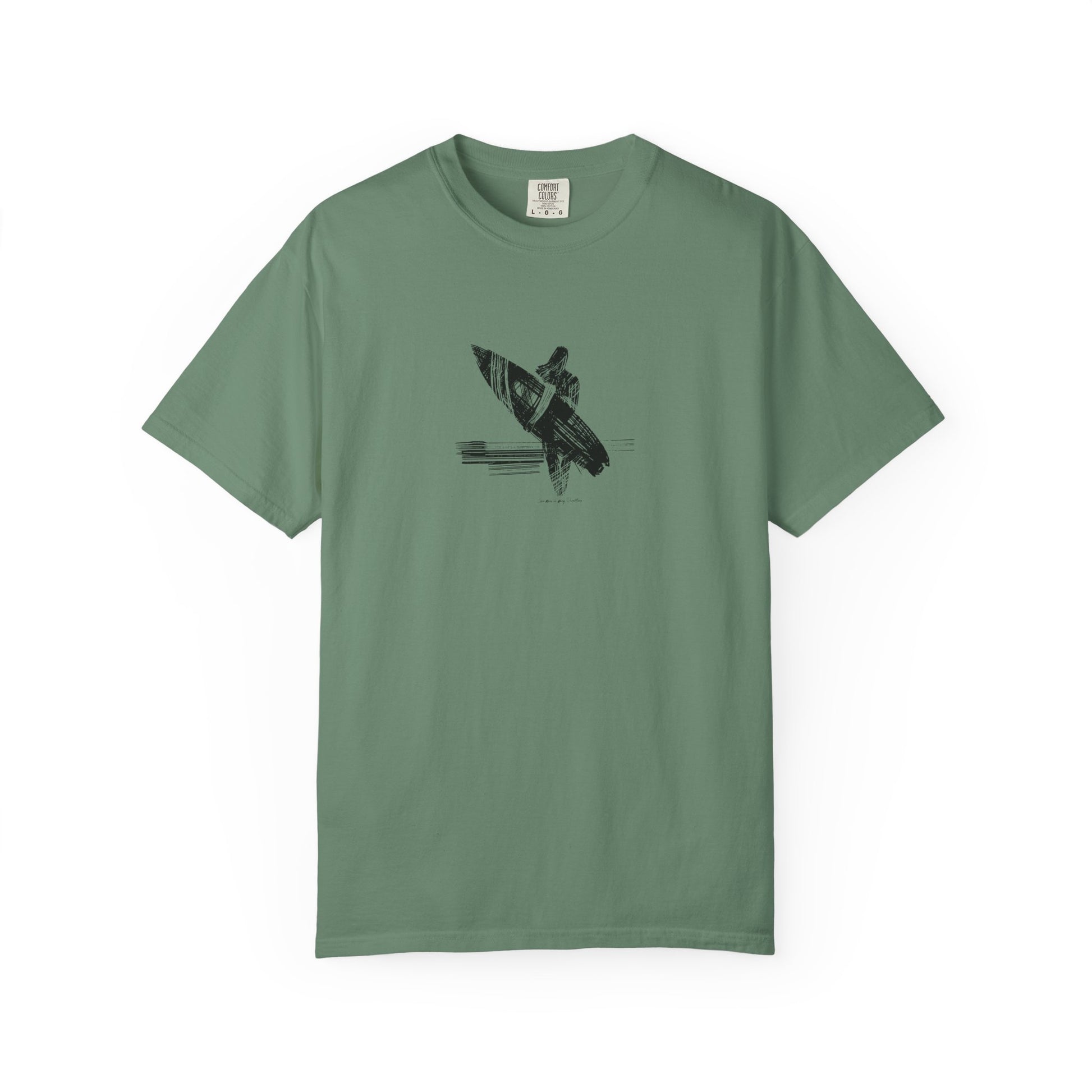 green surfer silhouette surf graphic tee