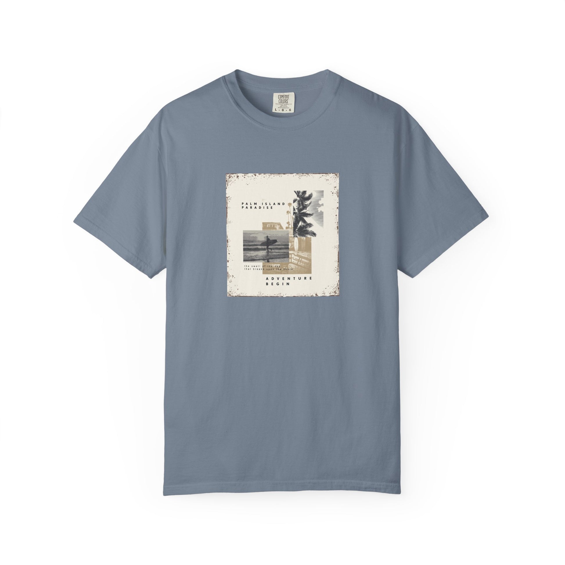 Vintage Beach Photo T-Shirt — 'Good Vibes' Coastal Graphic Tee