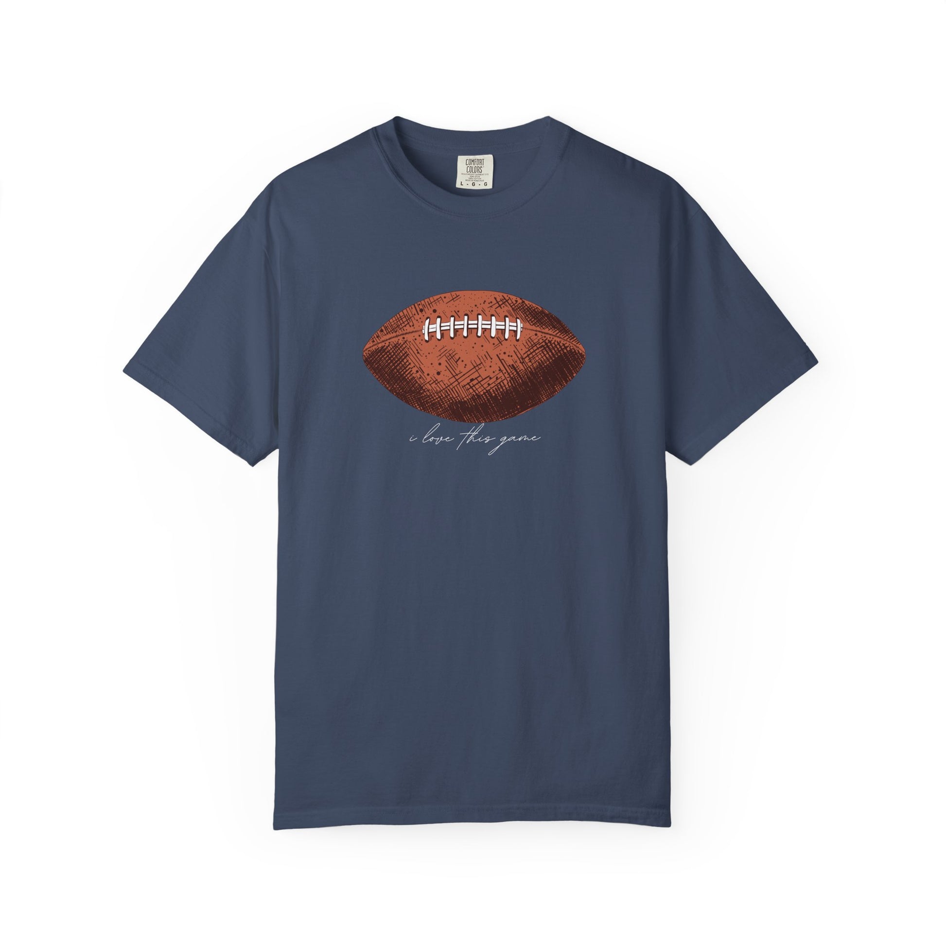 Football Graphic T-Shirt — Vintage Game Day Tee with "Love the Game" Script sport