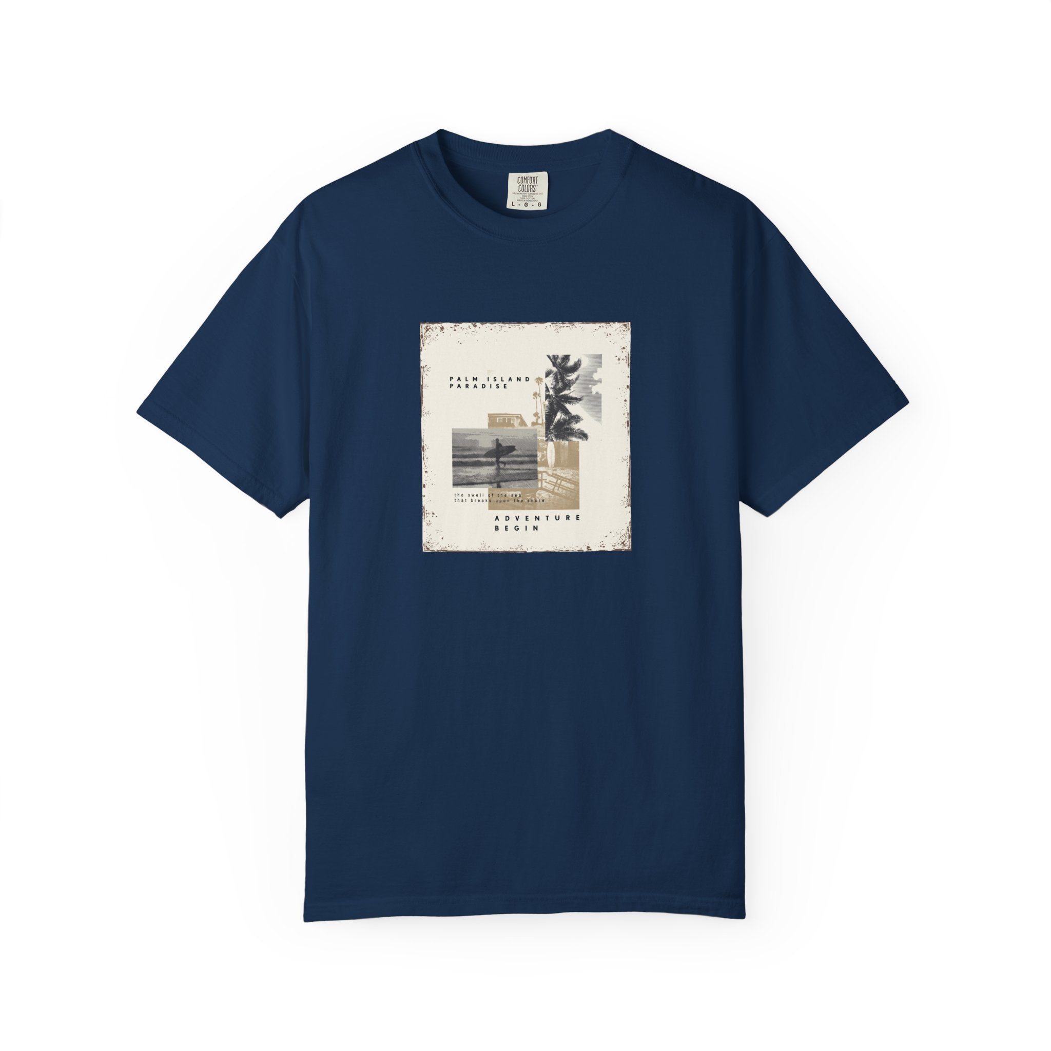Vintage Beach Photo T-Shirt — 'Good Vibes' Coastal Graphic Tee