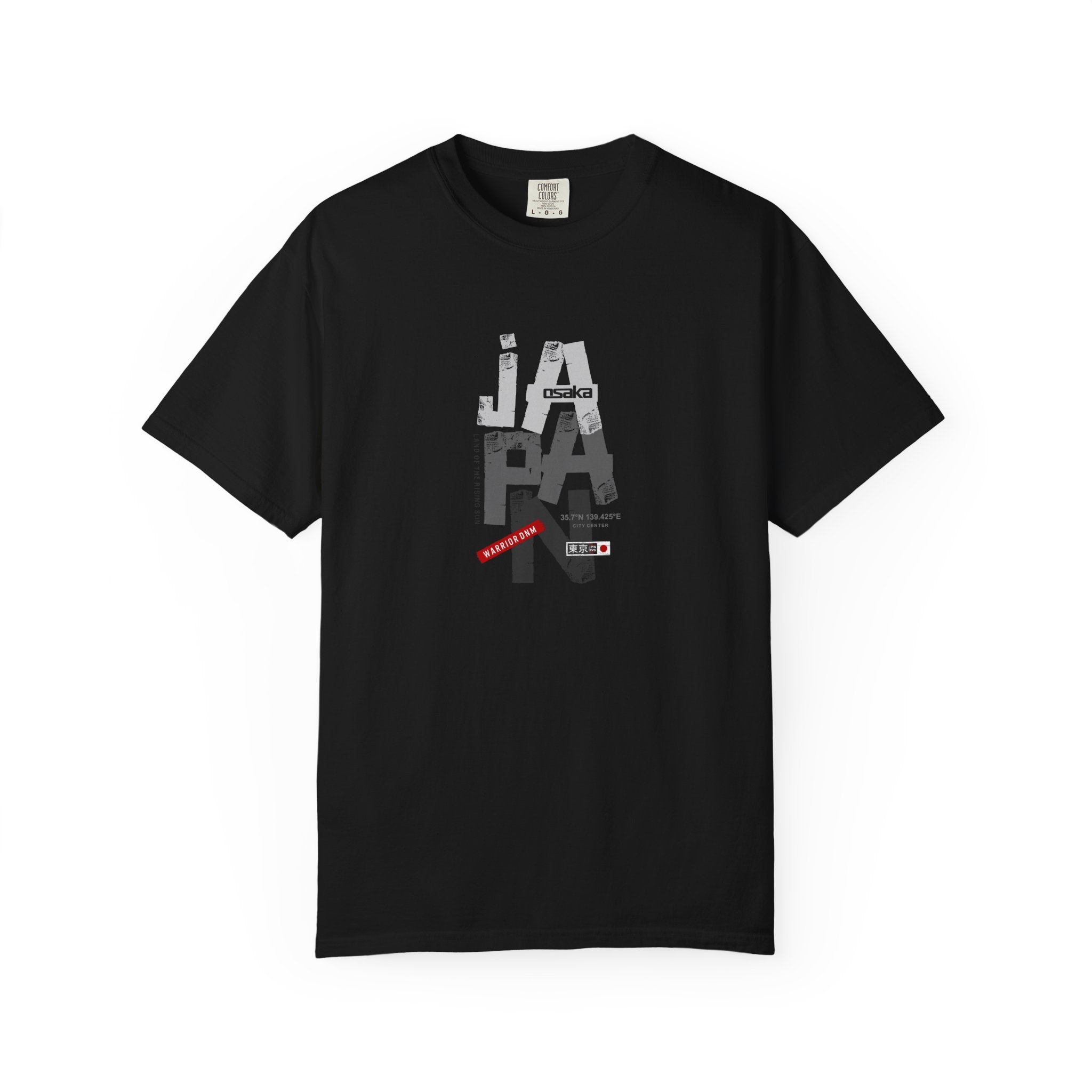Japan Cityscape Graphic T-Shirt — Urban Travel Tee with Red Accent