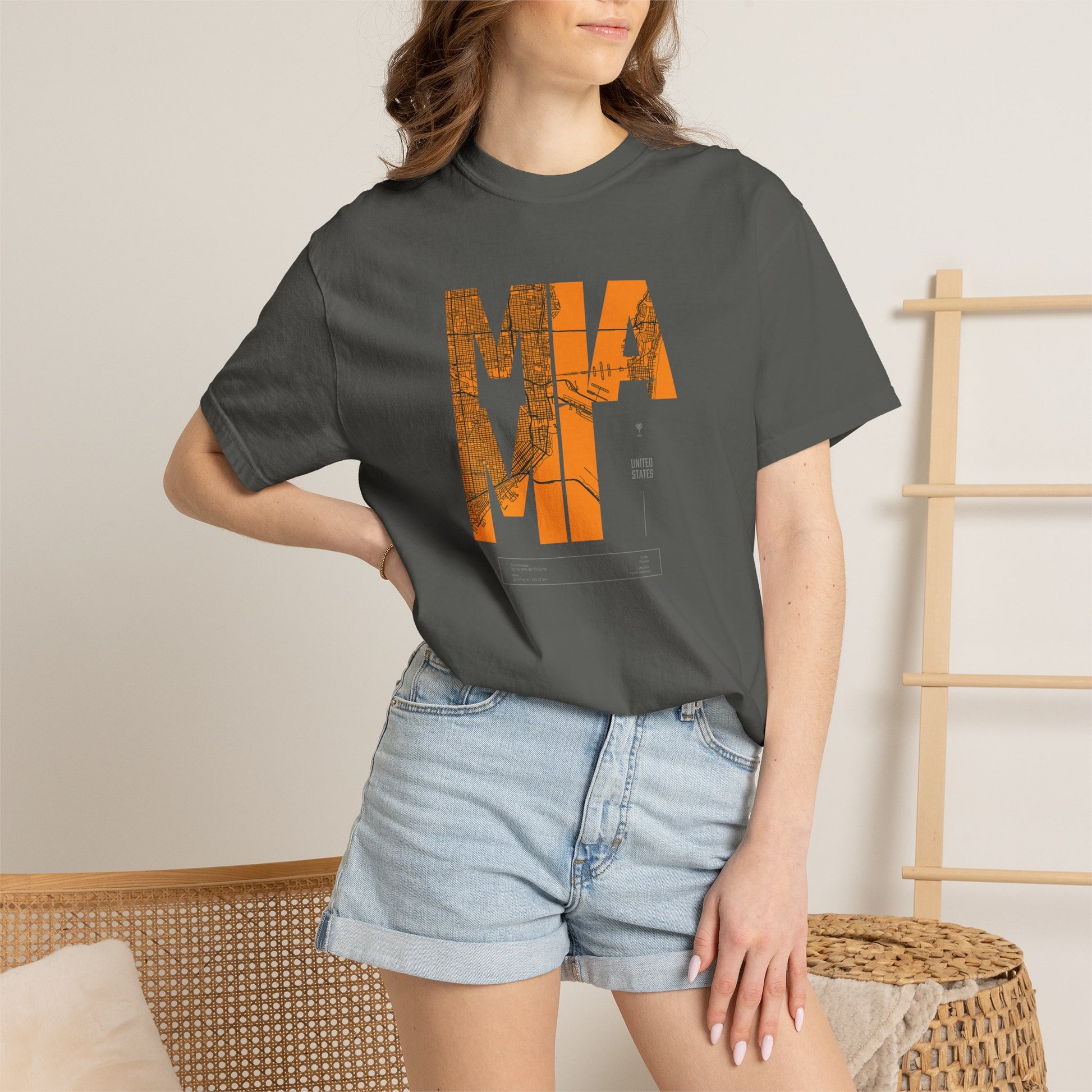 MIA MI Retro Block Graphic T-Shirt — Orange Vintage City Tee