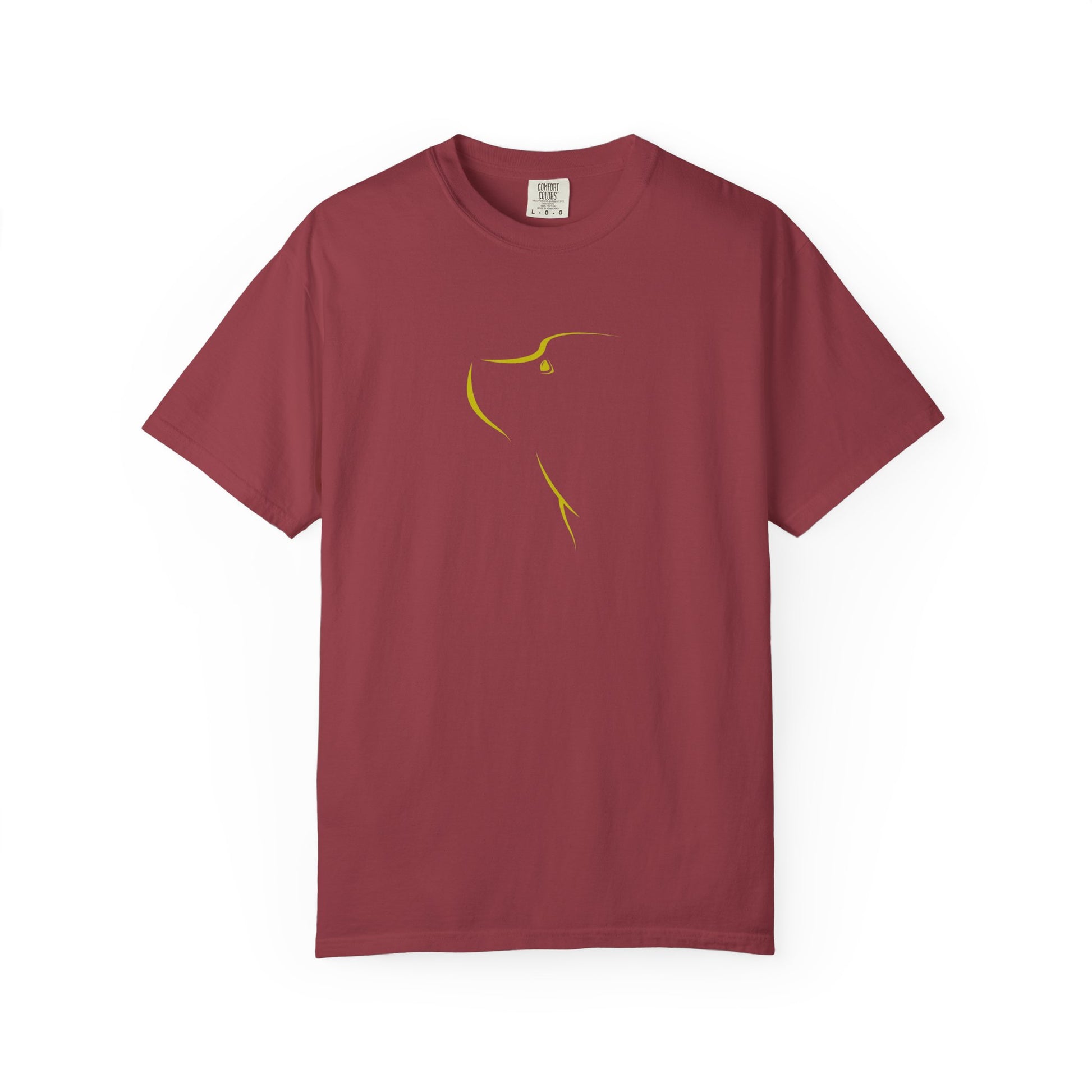 Maroon t-shirt  white bilack doog outline