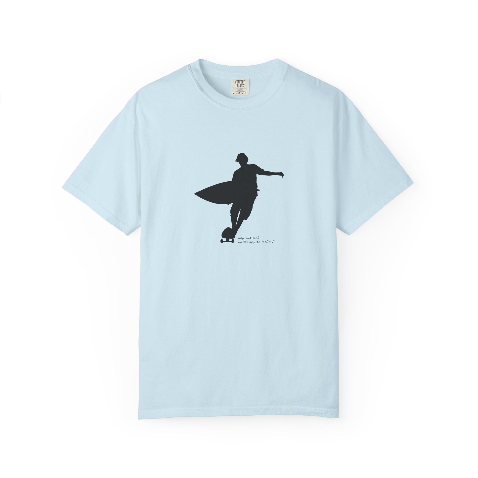 Surfer Silhouette Tee — Minimal Surfboard Graphic T-Shirt