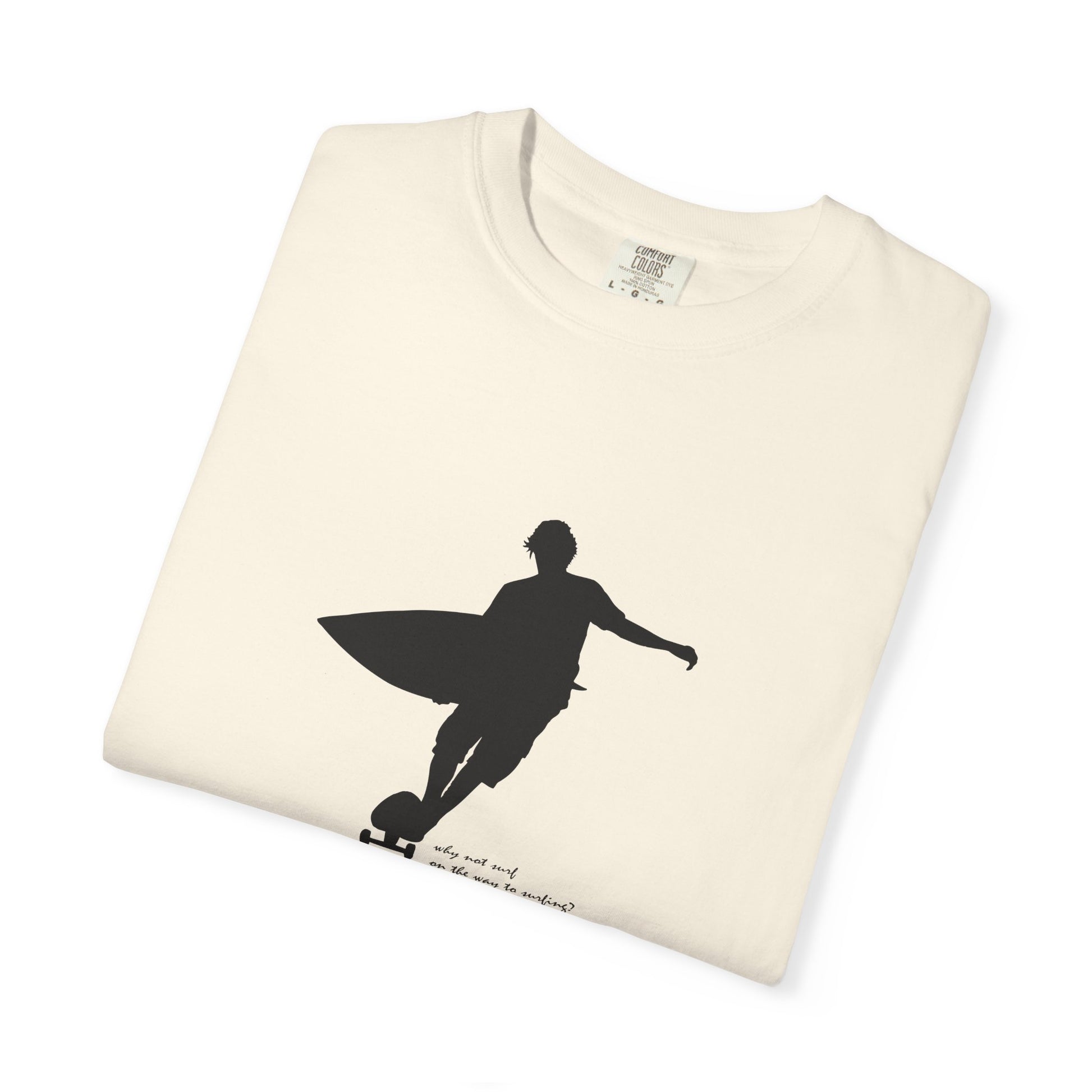 Surfer Silhouette Tee — Minimal Surfboard Graphic T-Shirt
