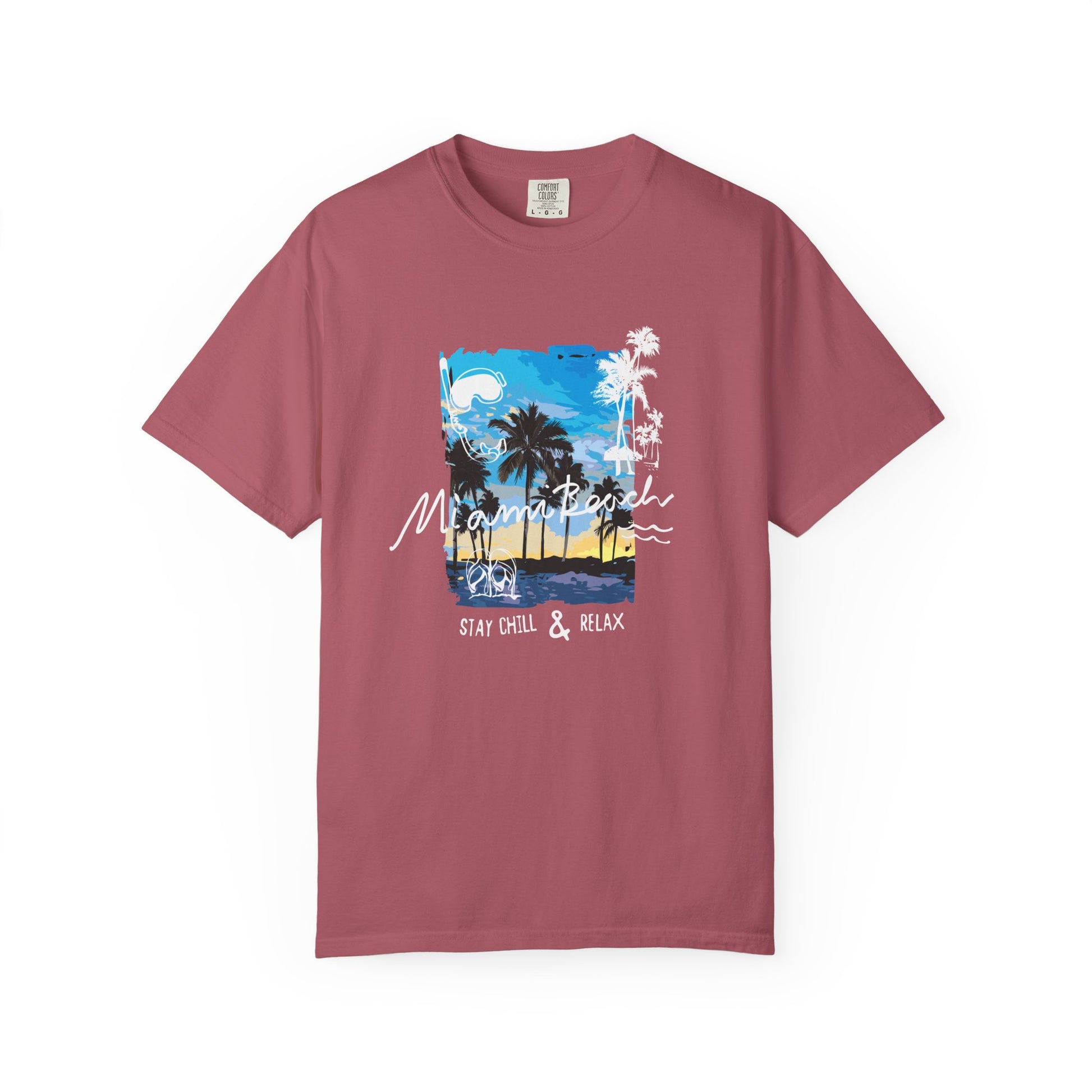Maui Beach T-Shirt — "Stay Chill & Relax" Tropical Palm Sunset Tee