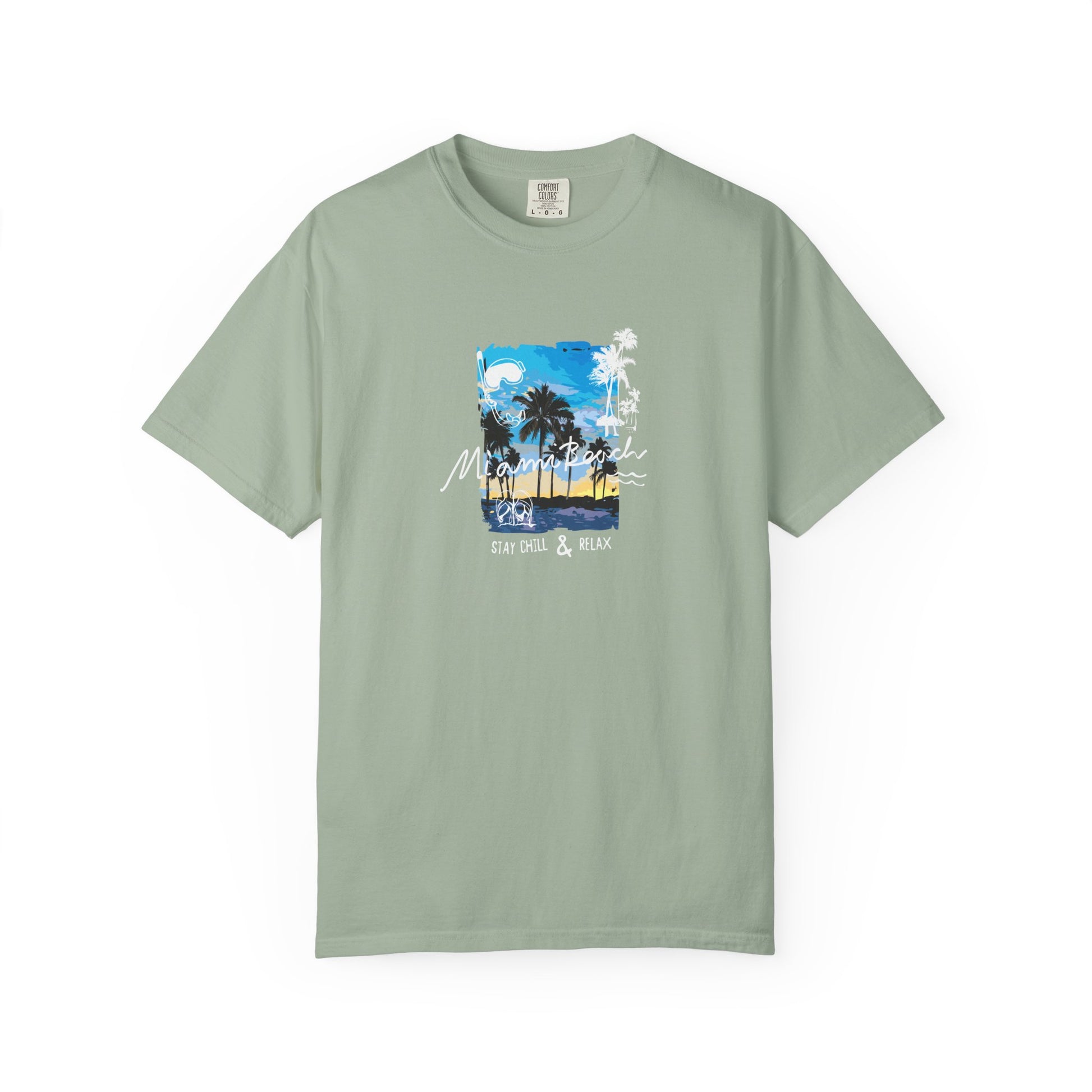 Maui Beach T-Shirt — "Stay Chill & Relax" Tropical Palm Sunset Tee