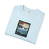 Light blue t-shirt with a graphic design on a white background