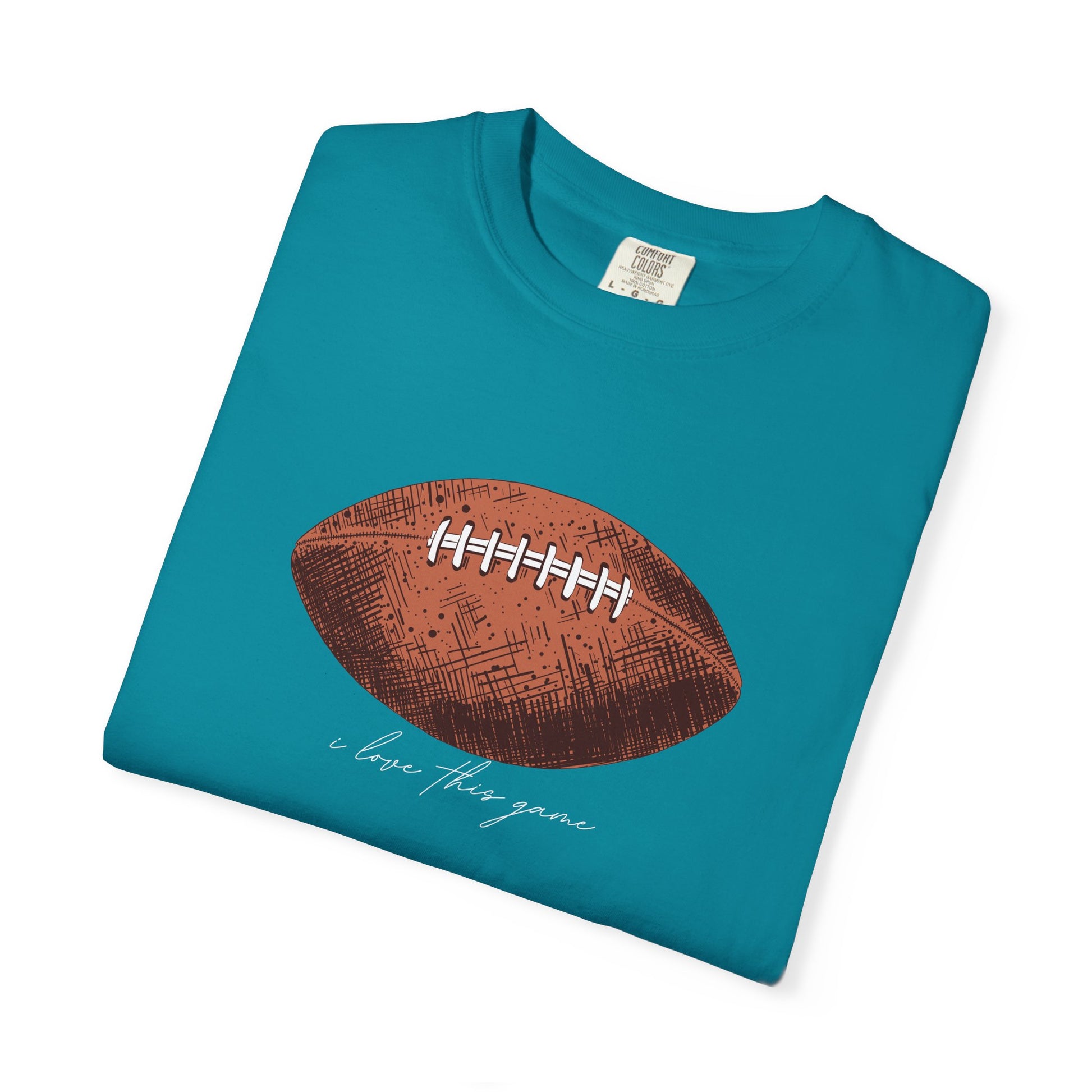 Football Graphic T-Shirt — Vintage Game Day Tee with "Love the Game" Script sport