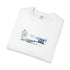 White t-shirt with a colorful graphic design on a white background