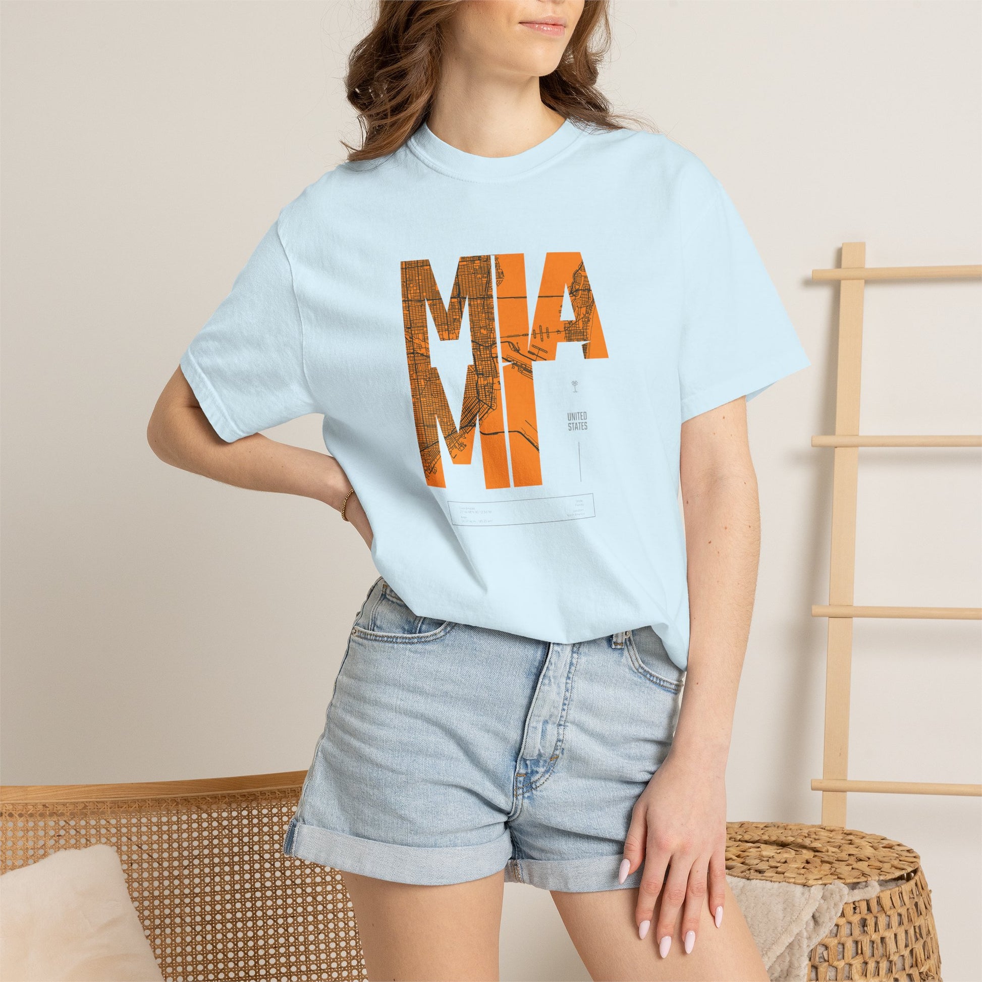 MIA MI Retro Block Graphic T-Shirt — Orange Vintage City Tee