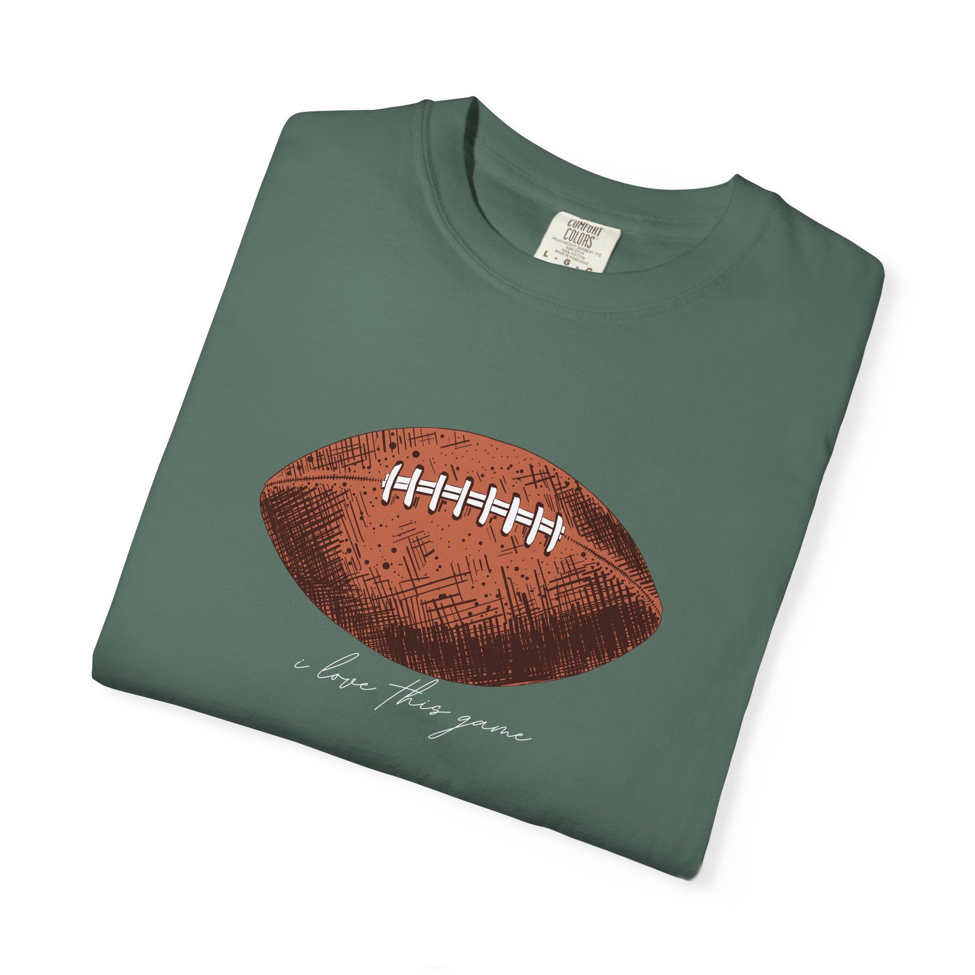 Football Graphic T-Shirt — Vintage Game Day Tee with "Love the Game" Script sport