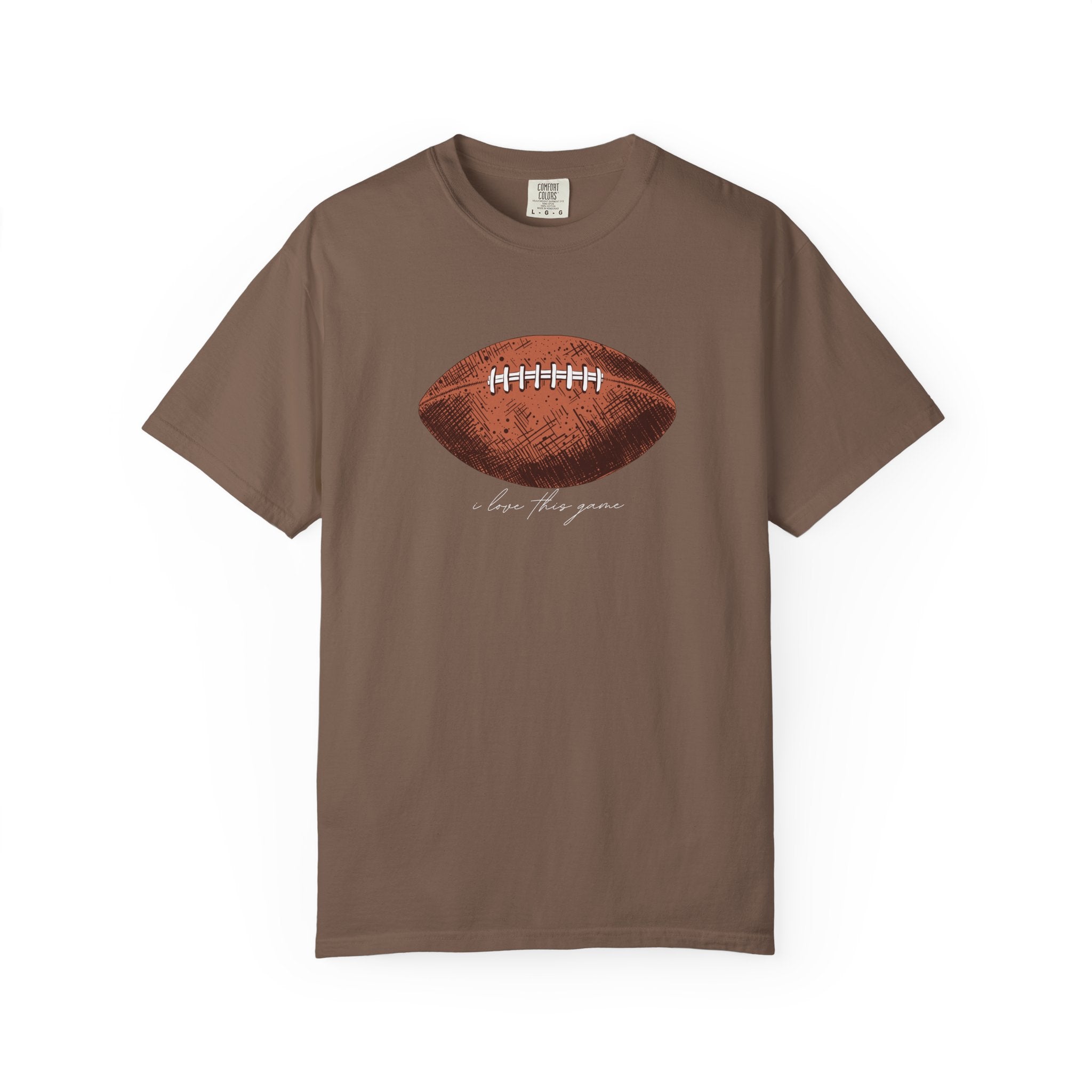 Football Graphic T-Shirt — Vintage Game Day Tee with "Love the Game" Script sport
